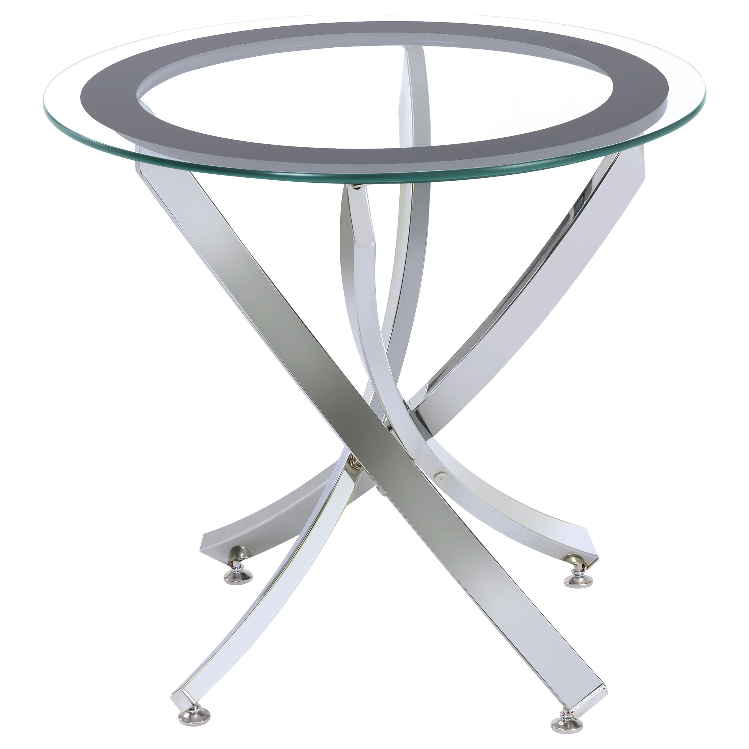 Dar Furniture - Coaster - Brooke Round Glass Top Side End Table Metal Base Chrome - 702587