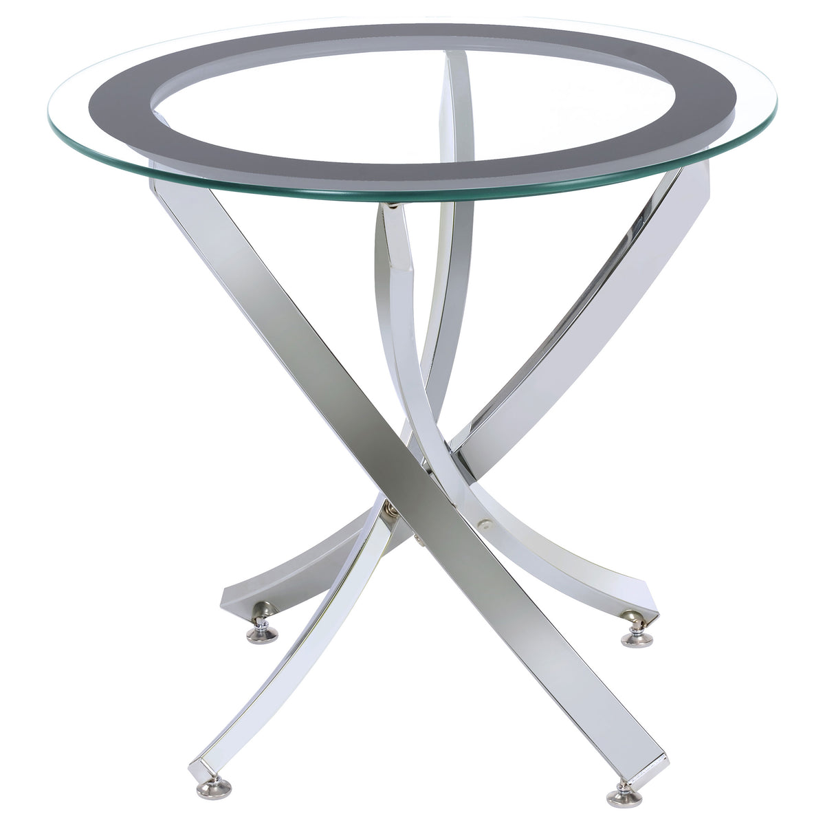 Dar Furniture - Coaster - Brooke Round Glass Top Side End Table Metal Base Chrome - 702587