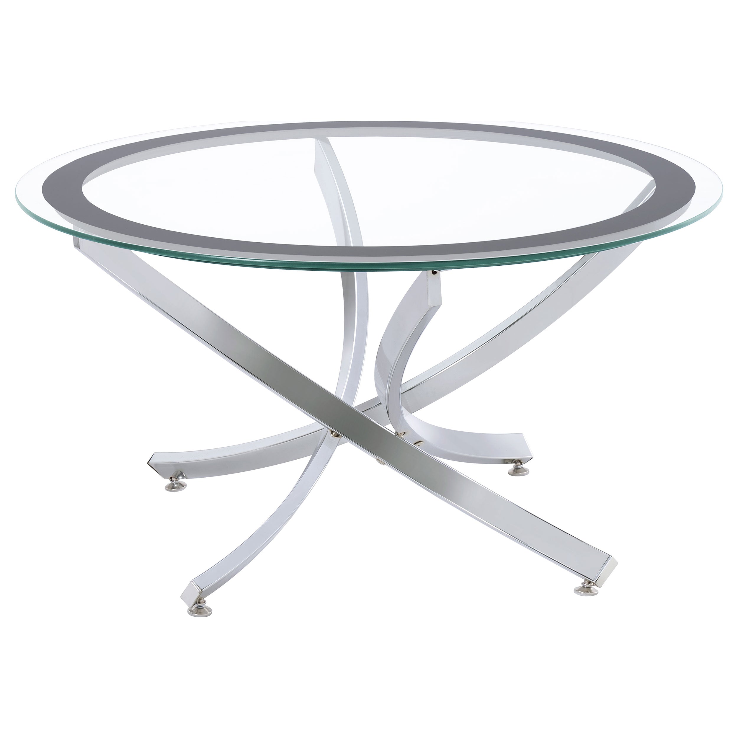Dar Furniture - Coaster - Brooke Round Glass Top Coffee Table Metal Base Chrome - 702588