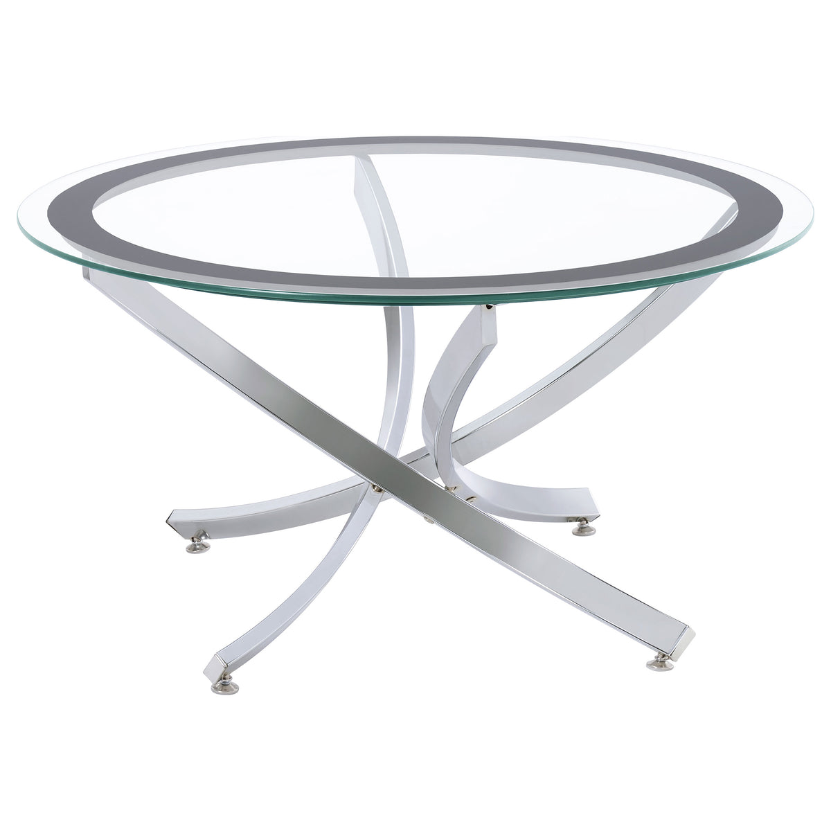 Dar Furniture - Coaster - Brooke Round Glass Top Coffee Table Metal Base Chrome - 702588