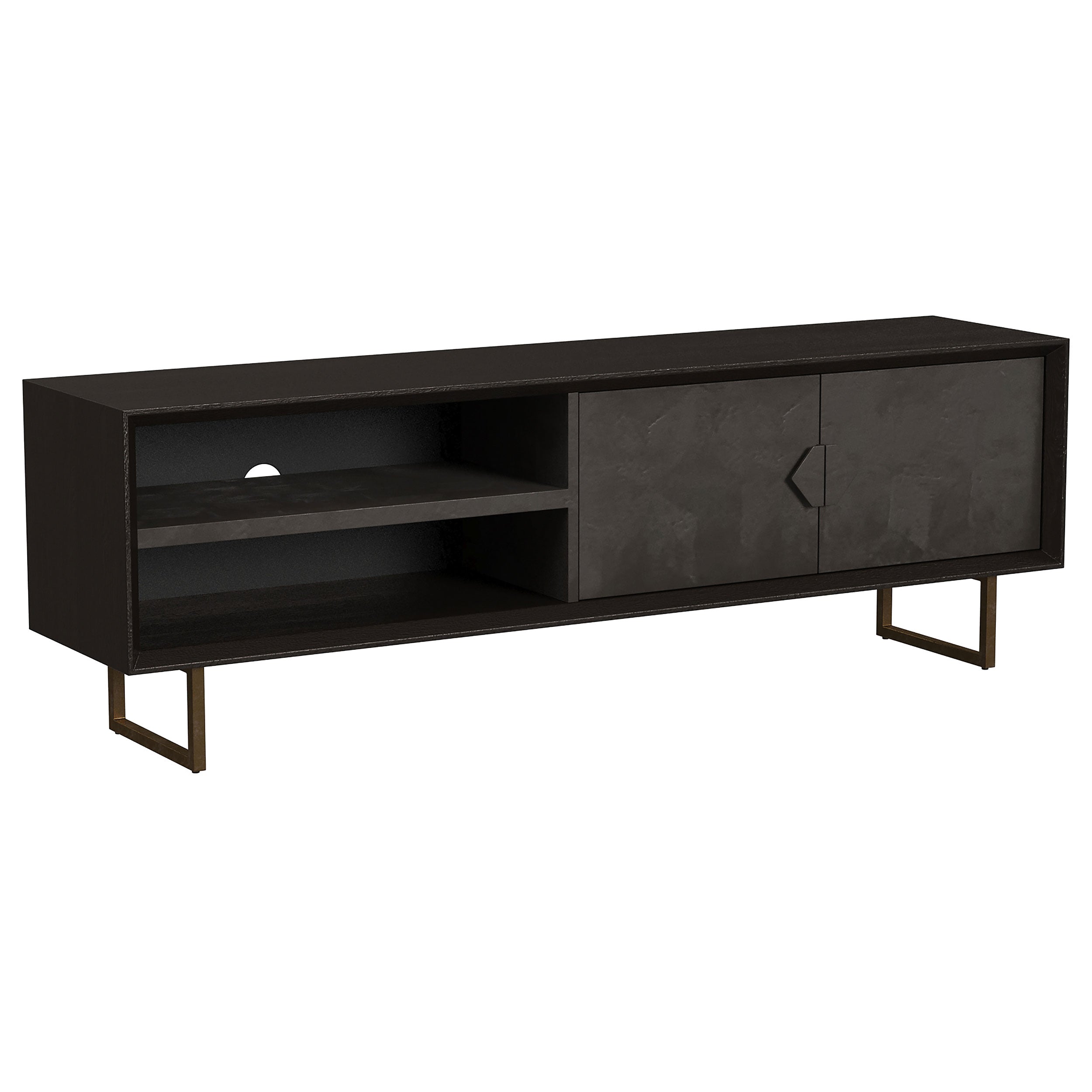 Dar Furniture - Coaster - Marsden 2-door Mango Wood 70-inch TV Stand Charcoal Black - 703003