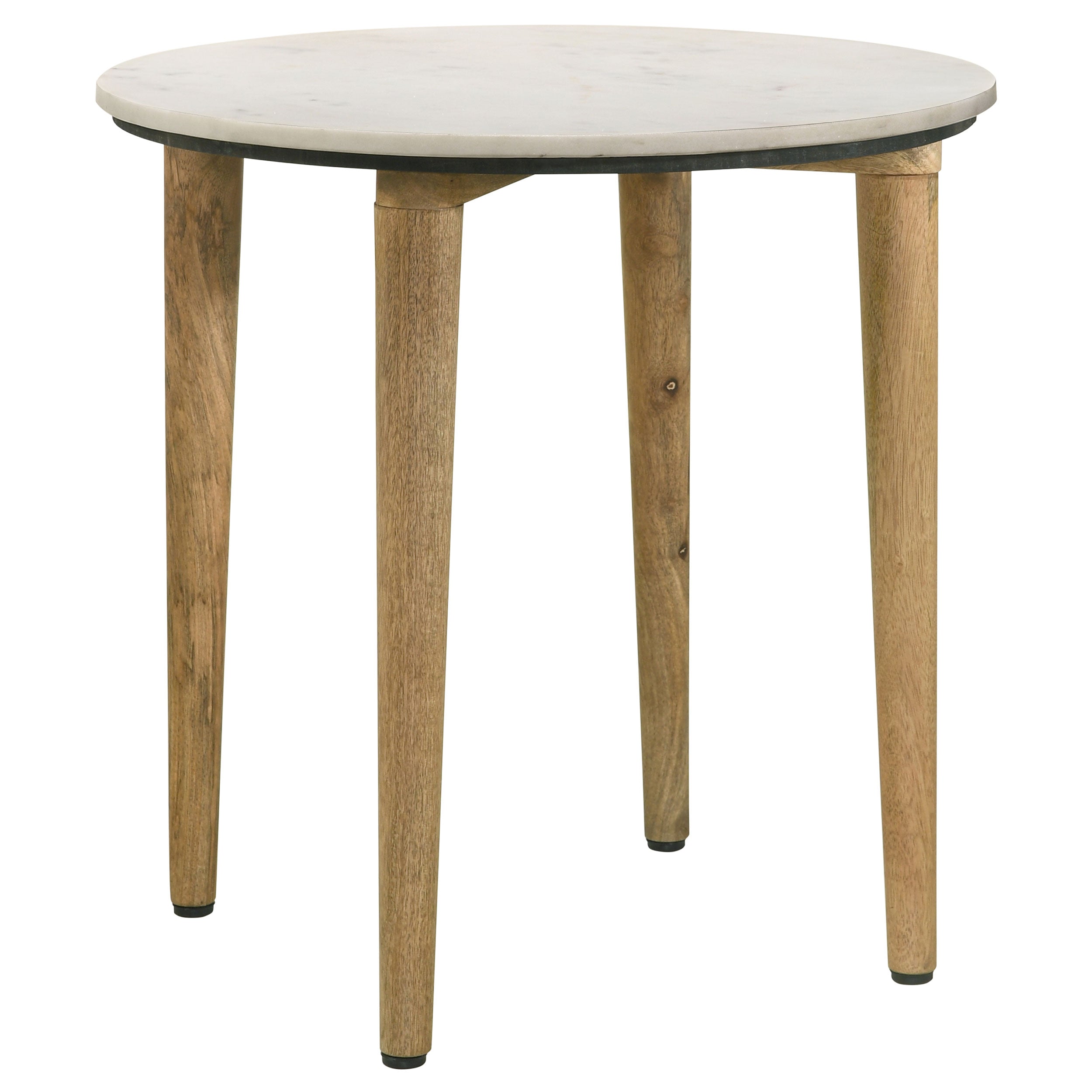Dar Furniture - Coaster - Aldis Round Marble Top Side End Table White and Natural - 703717