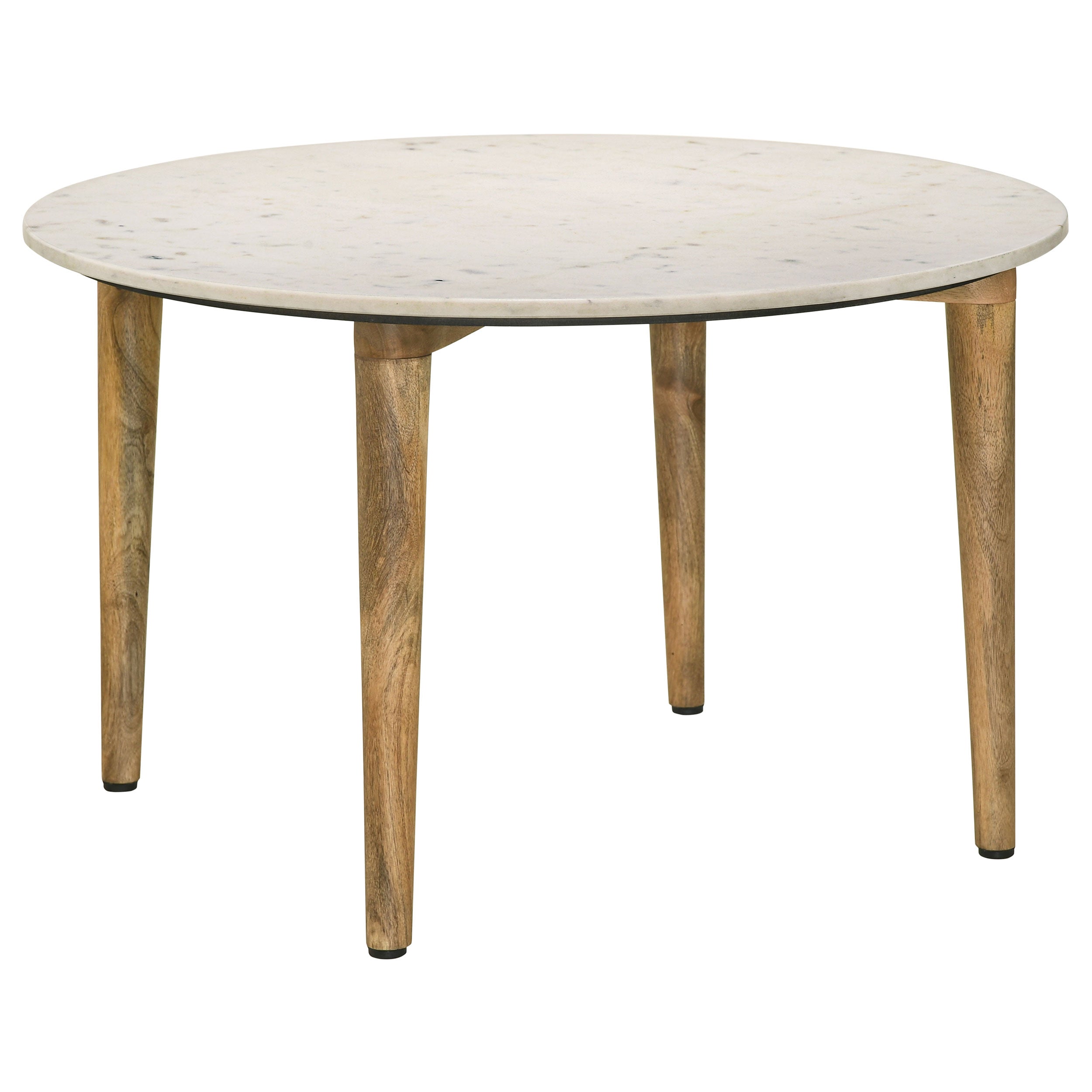 Dar Furniture - Coaster - Aldis Round Marble Top Coffee Table White and Natural - 703718