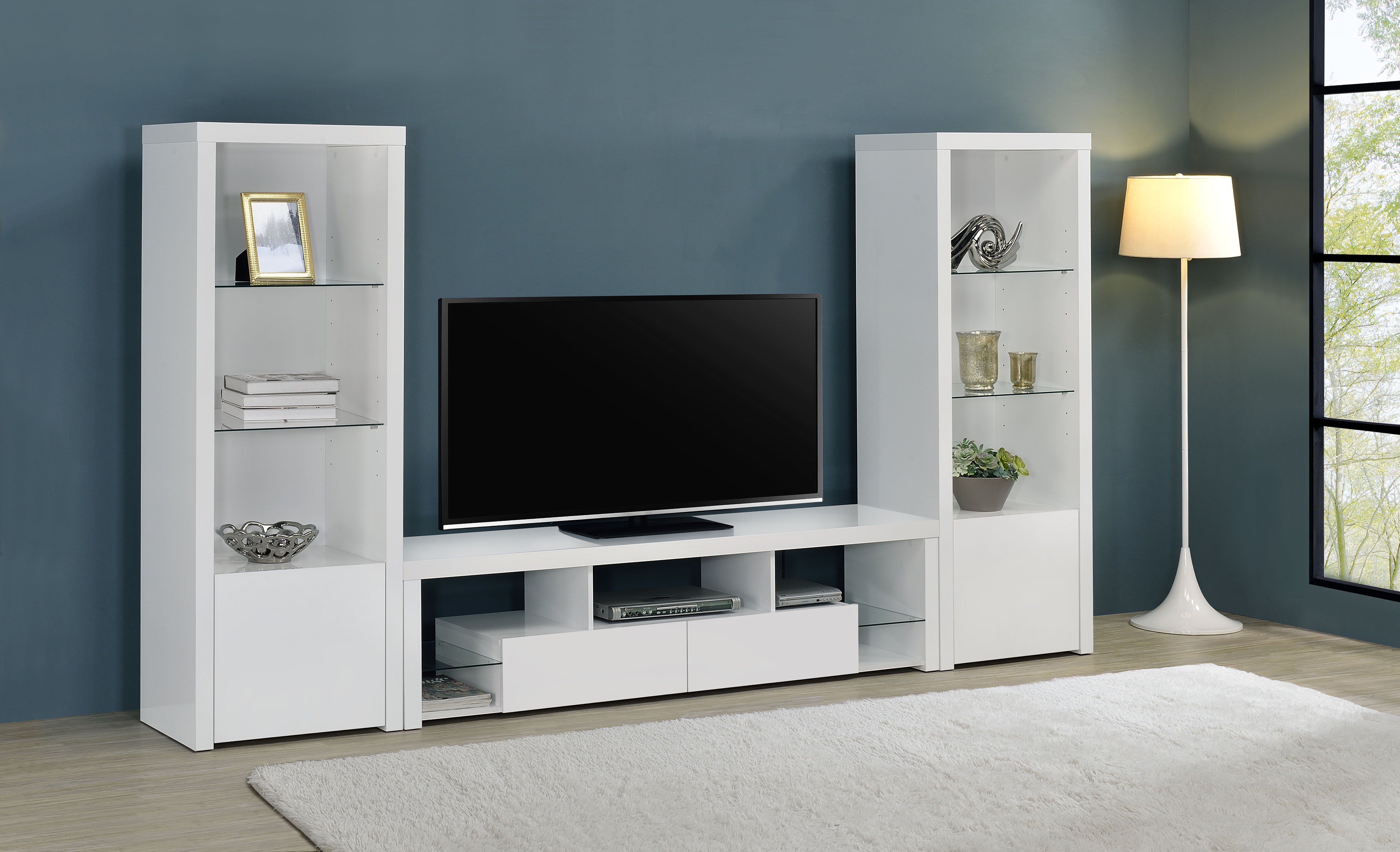 Dar Furniture - Coaster - Jude 3-piece 71-inch TV Entertainment Center White High Gloss - 704251-SET