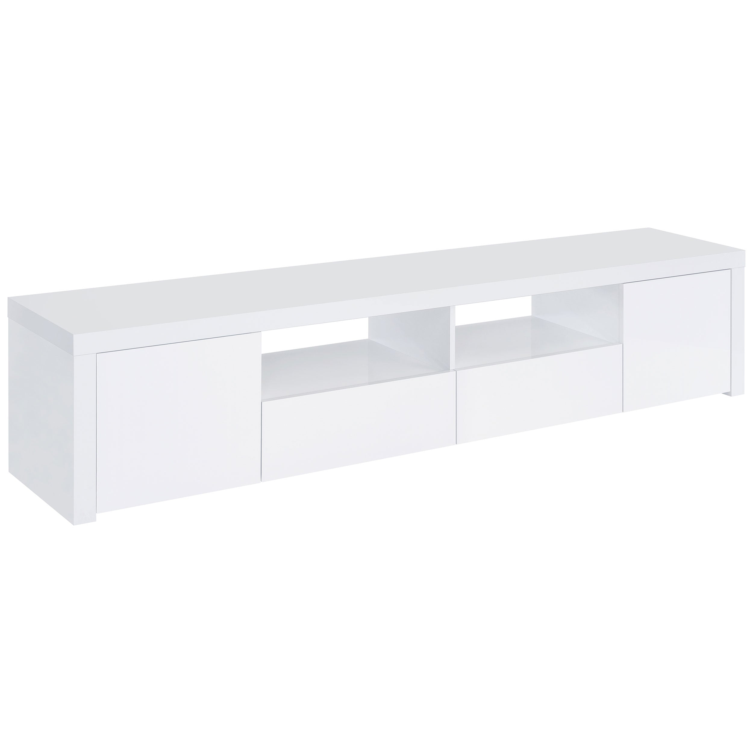 Dar Furniture - Coaster - Jude 2-door Engineered Wood 79-inch TV Stand High Gloss White - 704262