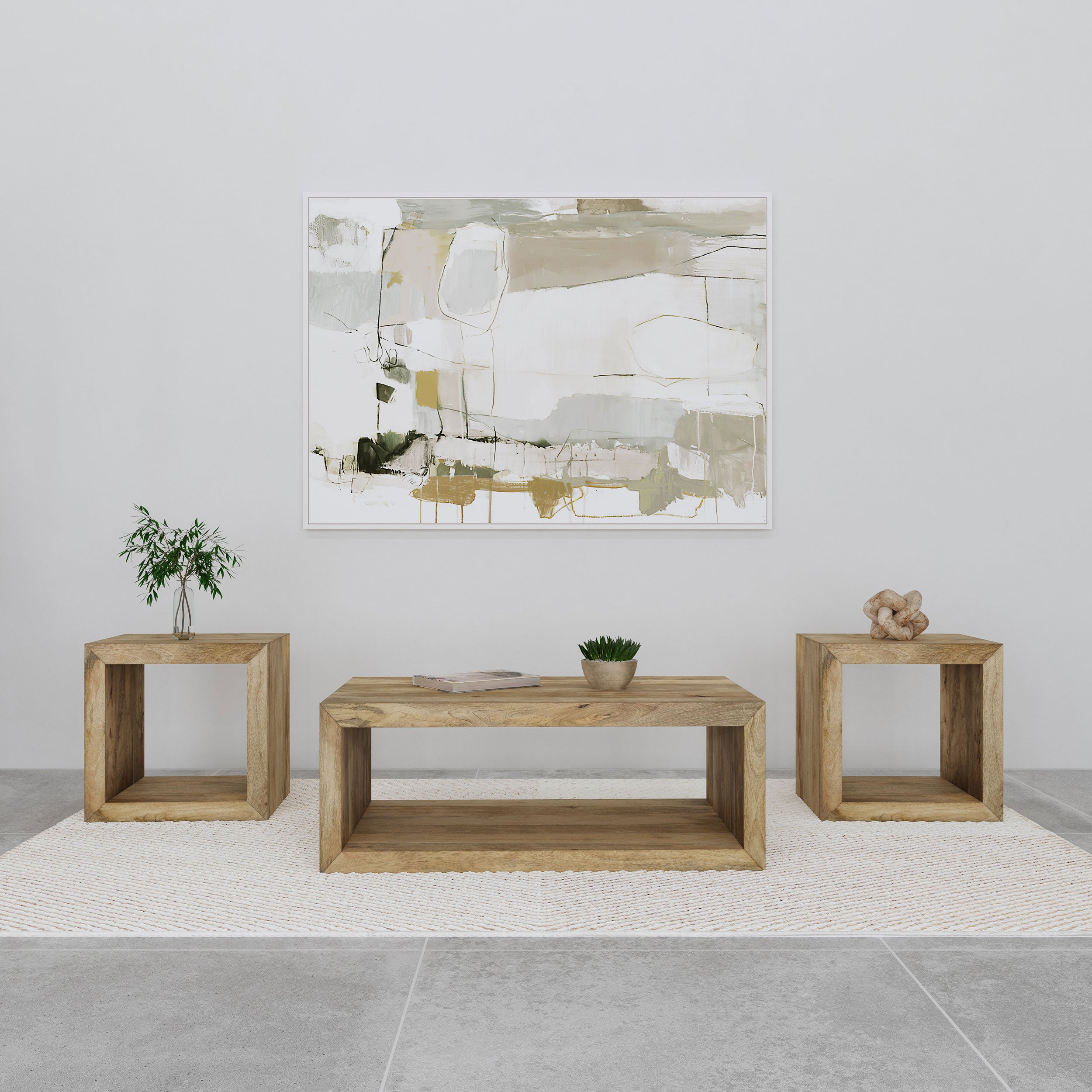 Dar Furniture - Coaster - Benton 3-piece Solid Mango Coffee and End Table Set Natural - 704838-S3