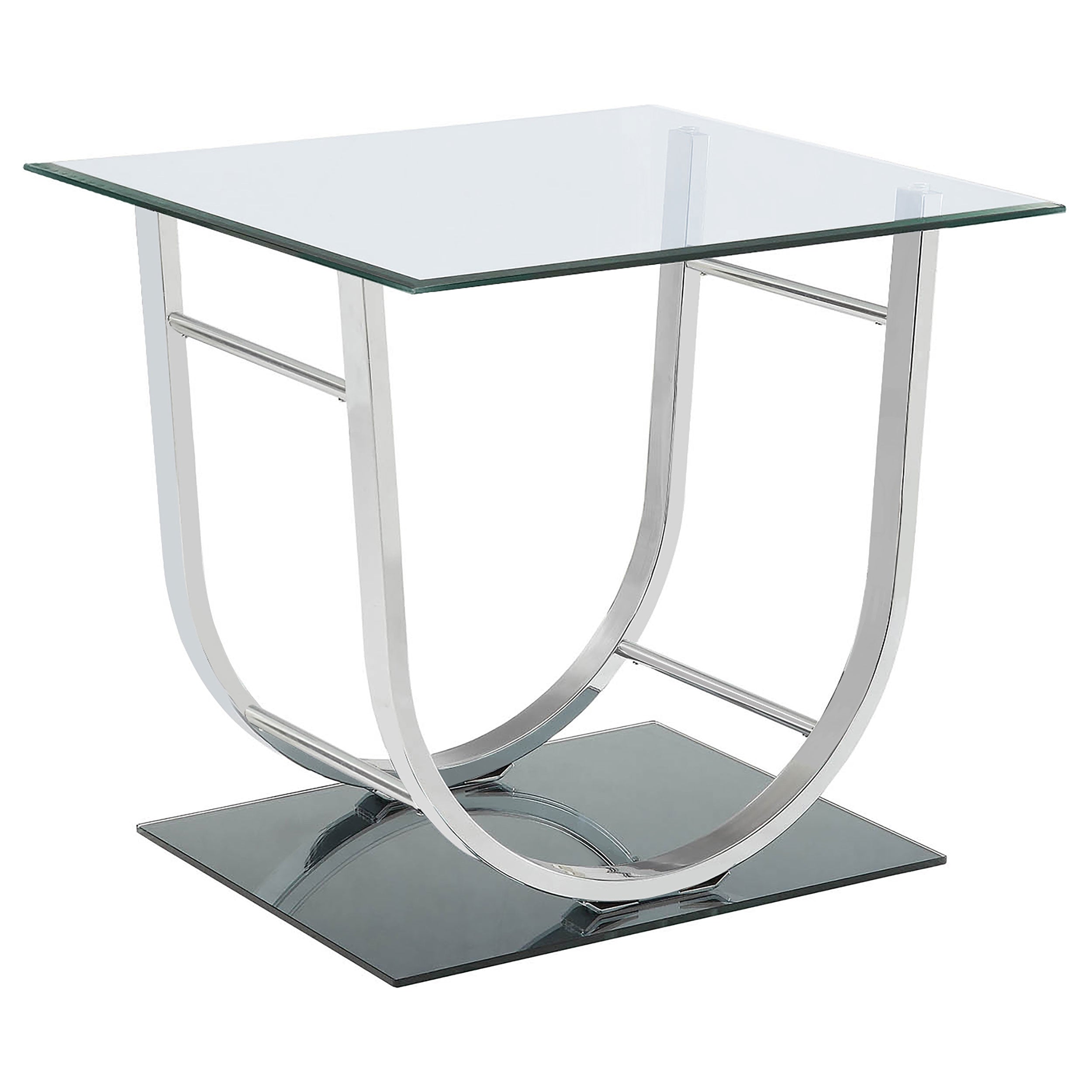 Dar Furniture - Coaster - Danville Square U-Shaped Glass Top Side End Table Chrome - 704987
