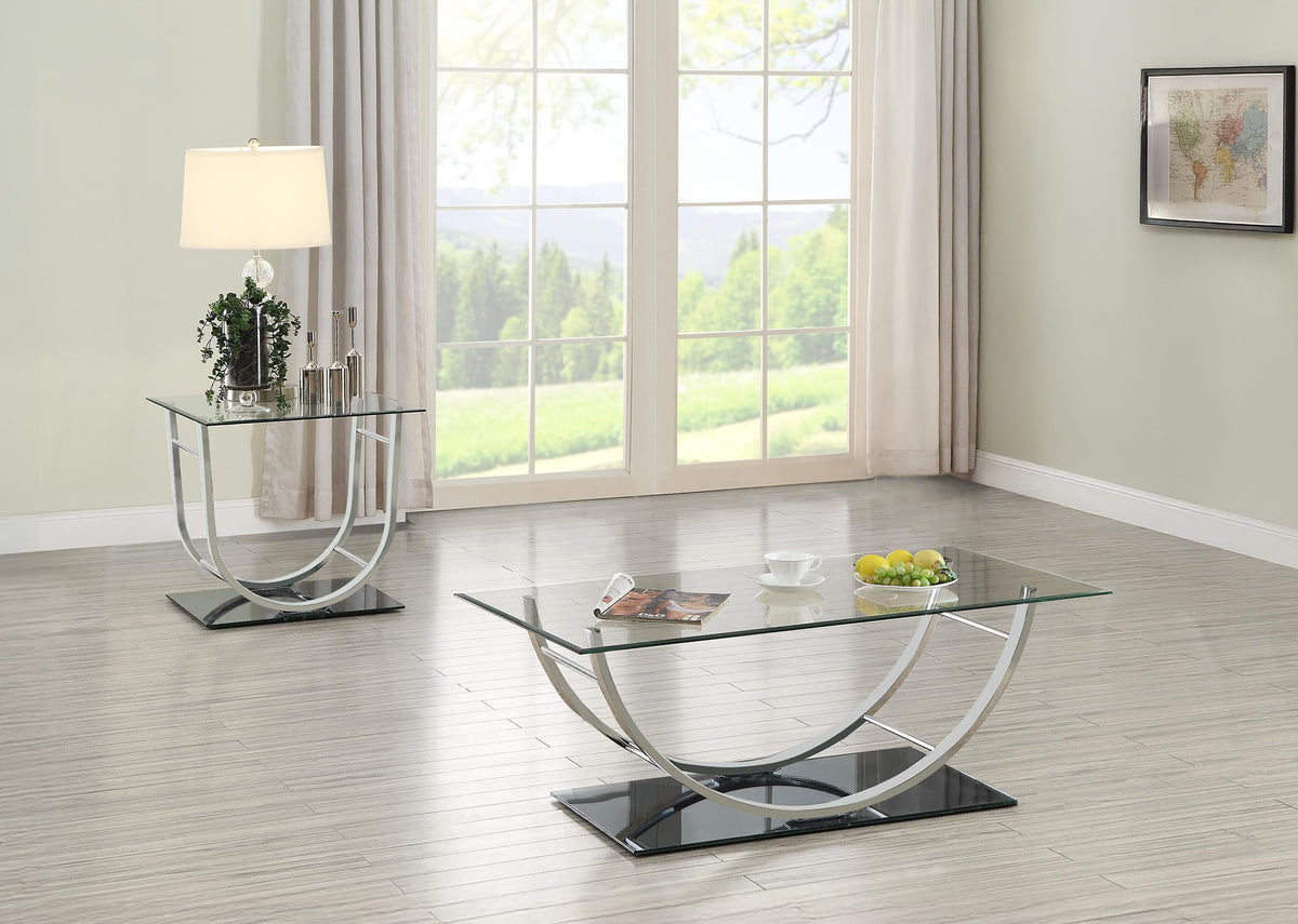 Dar Furniture - Coaster - Danville 2-piece Glass Top Coffee and End Table Set Chrome - 704988-S2