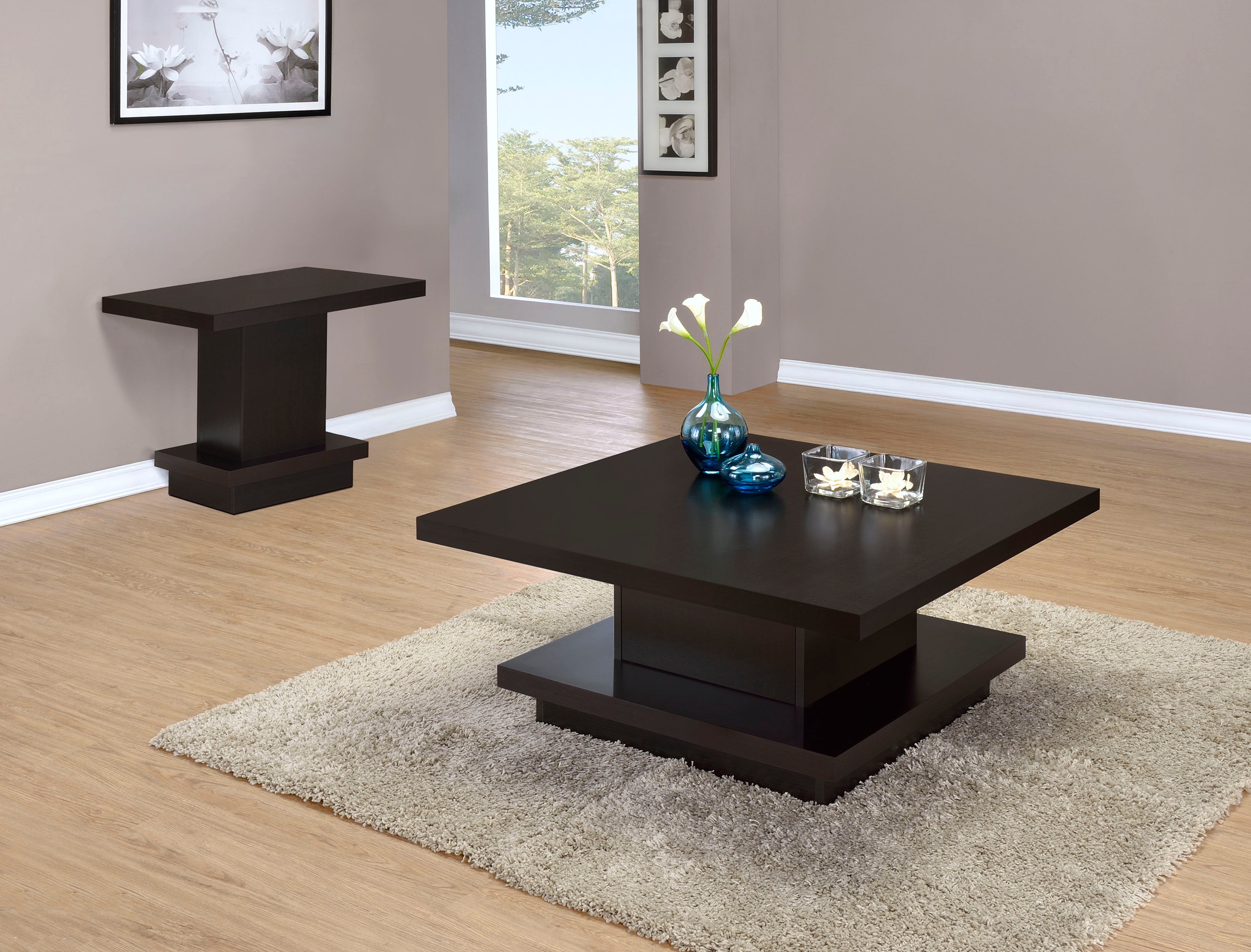 Dar Furniture - Coaster - Reston 2-piece Square Coffee and End Table Set Cappuccino - 705168-S2