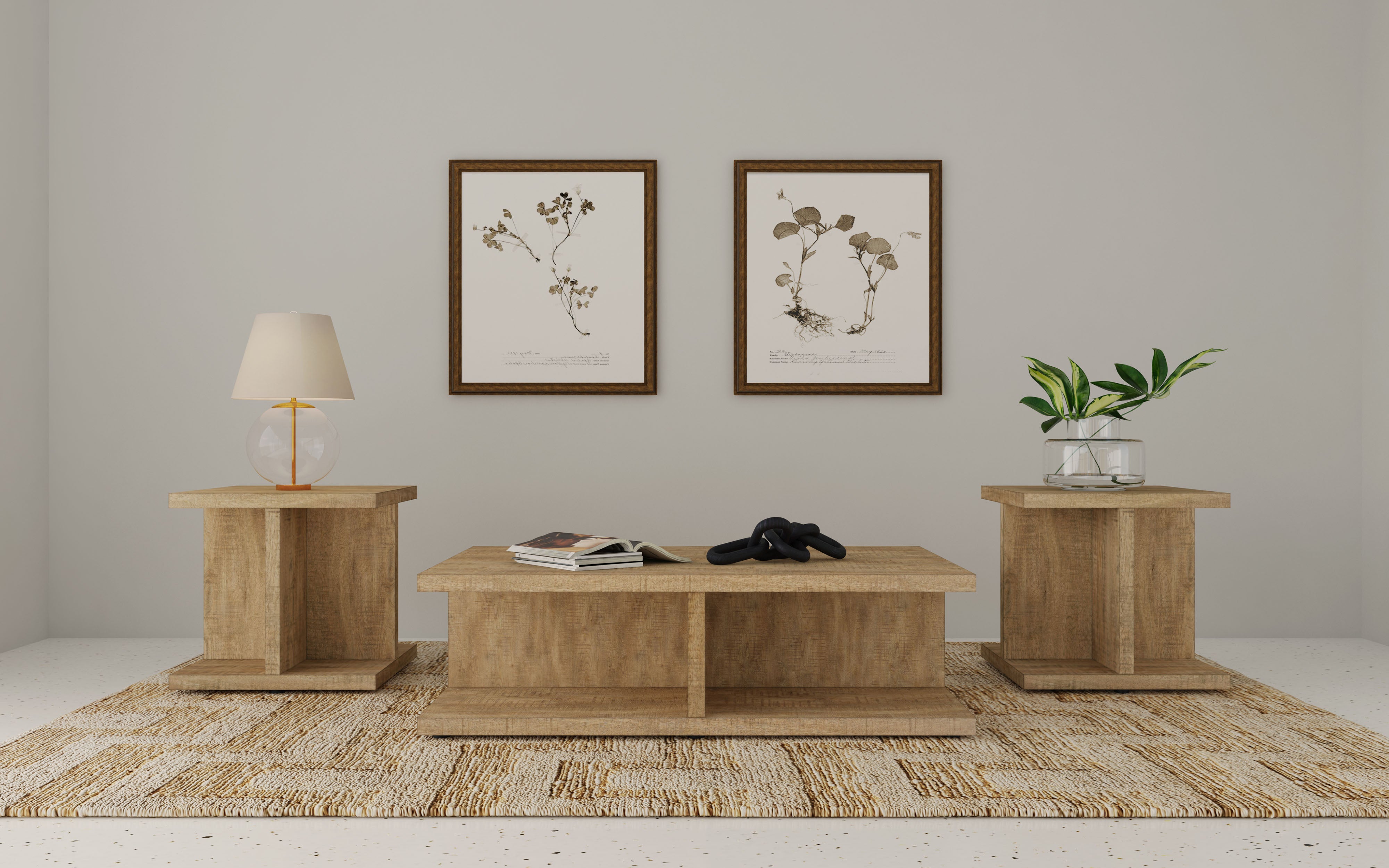 Dar Furniture - Coaster - Cortona 3-piece Coffee and End Table Set Mango - 706178-S3