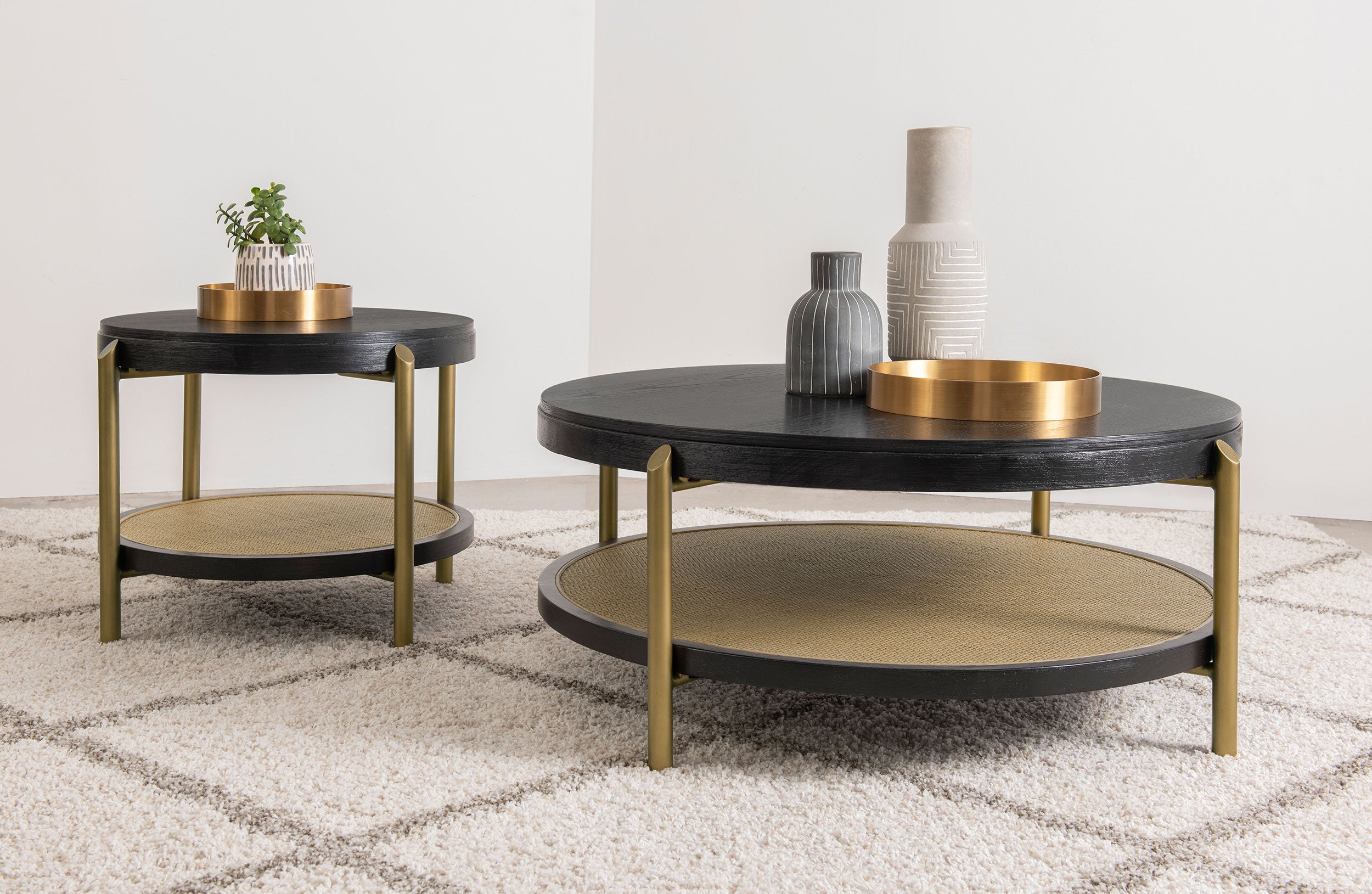 Dar Furniture - Coaster - Arini 2-piece Round Coffee and End Table Set Black - 706198-S2