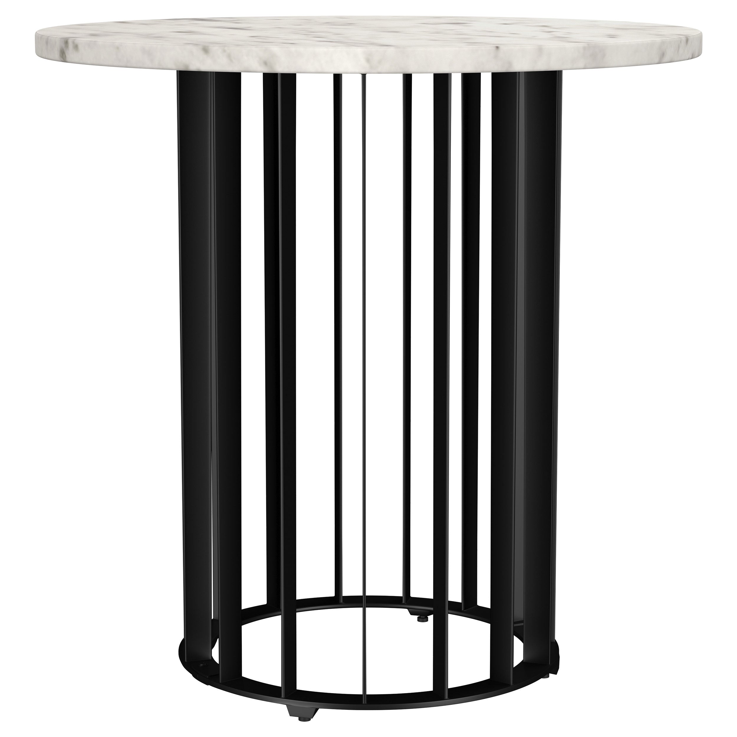 Dar Furniture - Coaster - Haven Round Genuine White Marble Top End Side Table Black - 706207