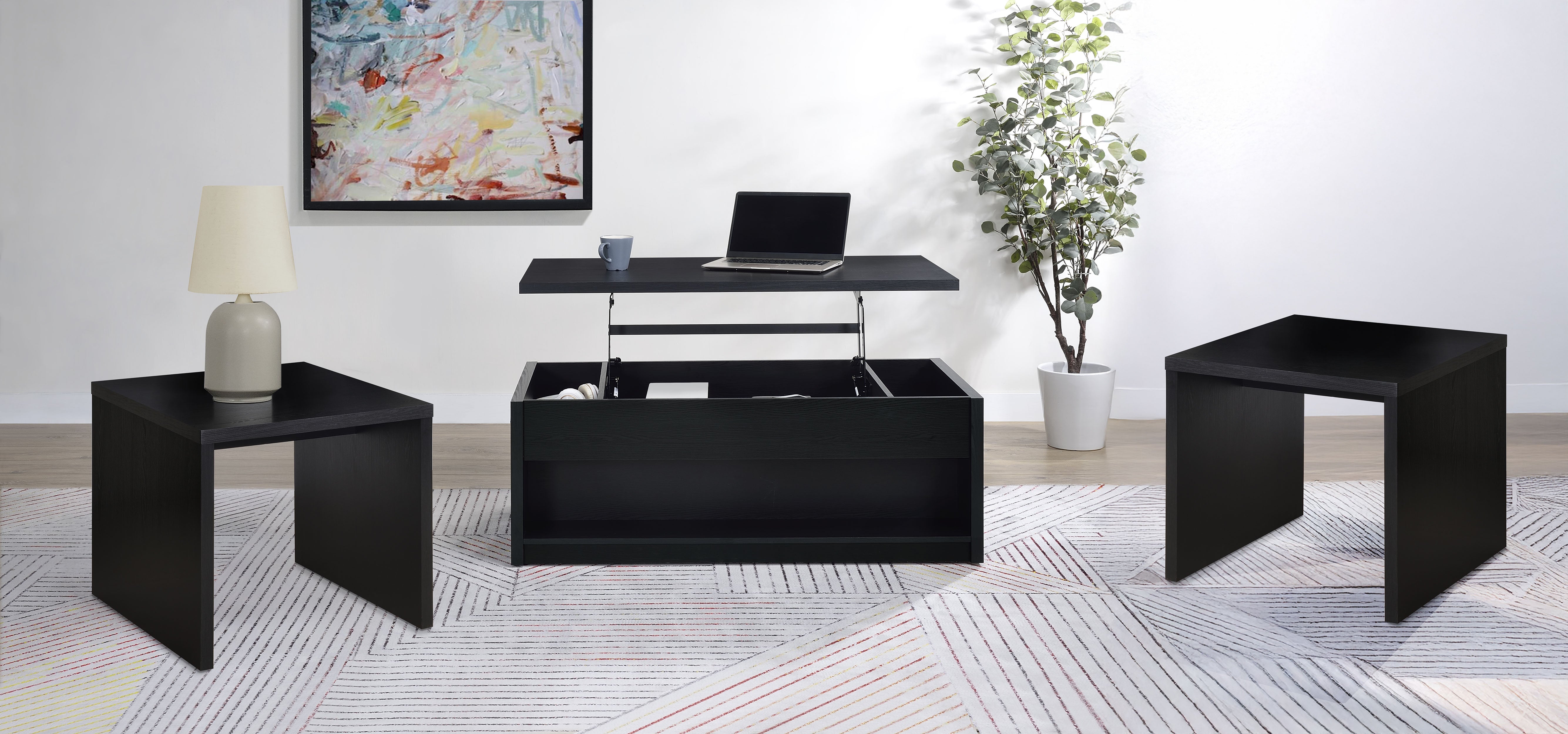 Dar Furniture - Coaster - Knapp 3-piece Lift Top Coffee Table Set Black - 706228-S3