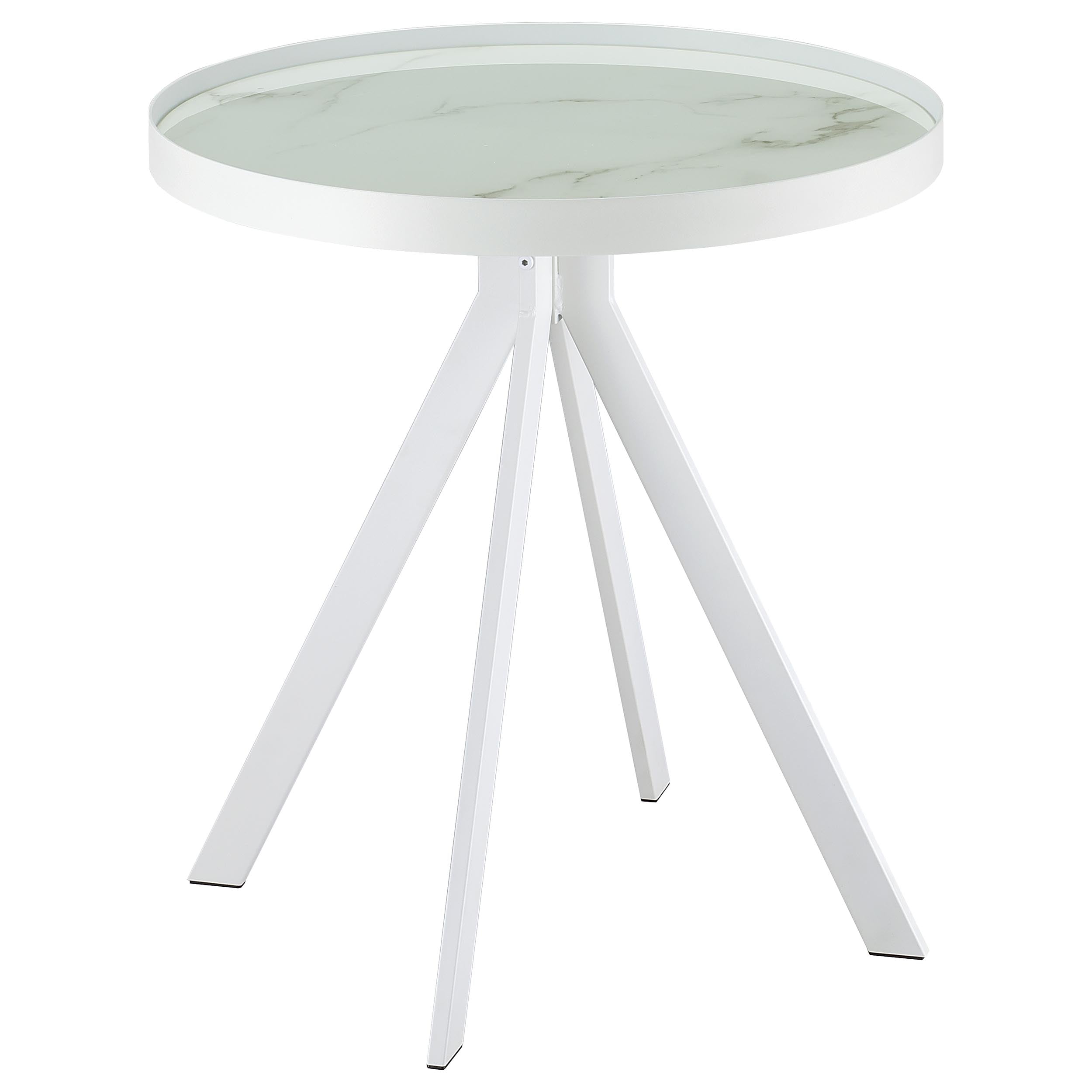 Dar Furniture - Coaster - Briggs Round Marble Printed Glass Top End Side Table White - 706257