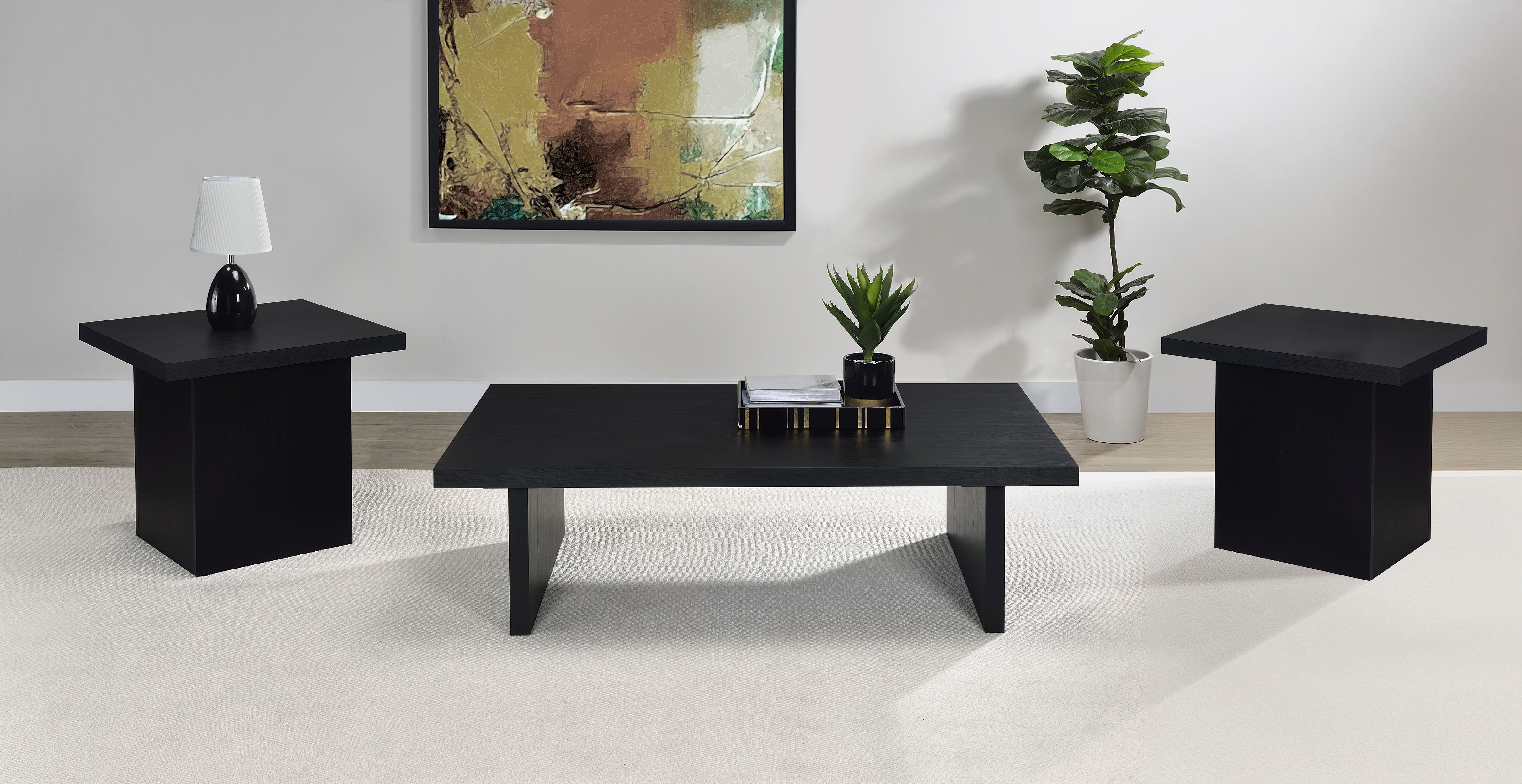 Dar Furniture - Coaster - Max 3-piece Rectangular Coffee and End Table Set Black - 706278-S3