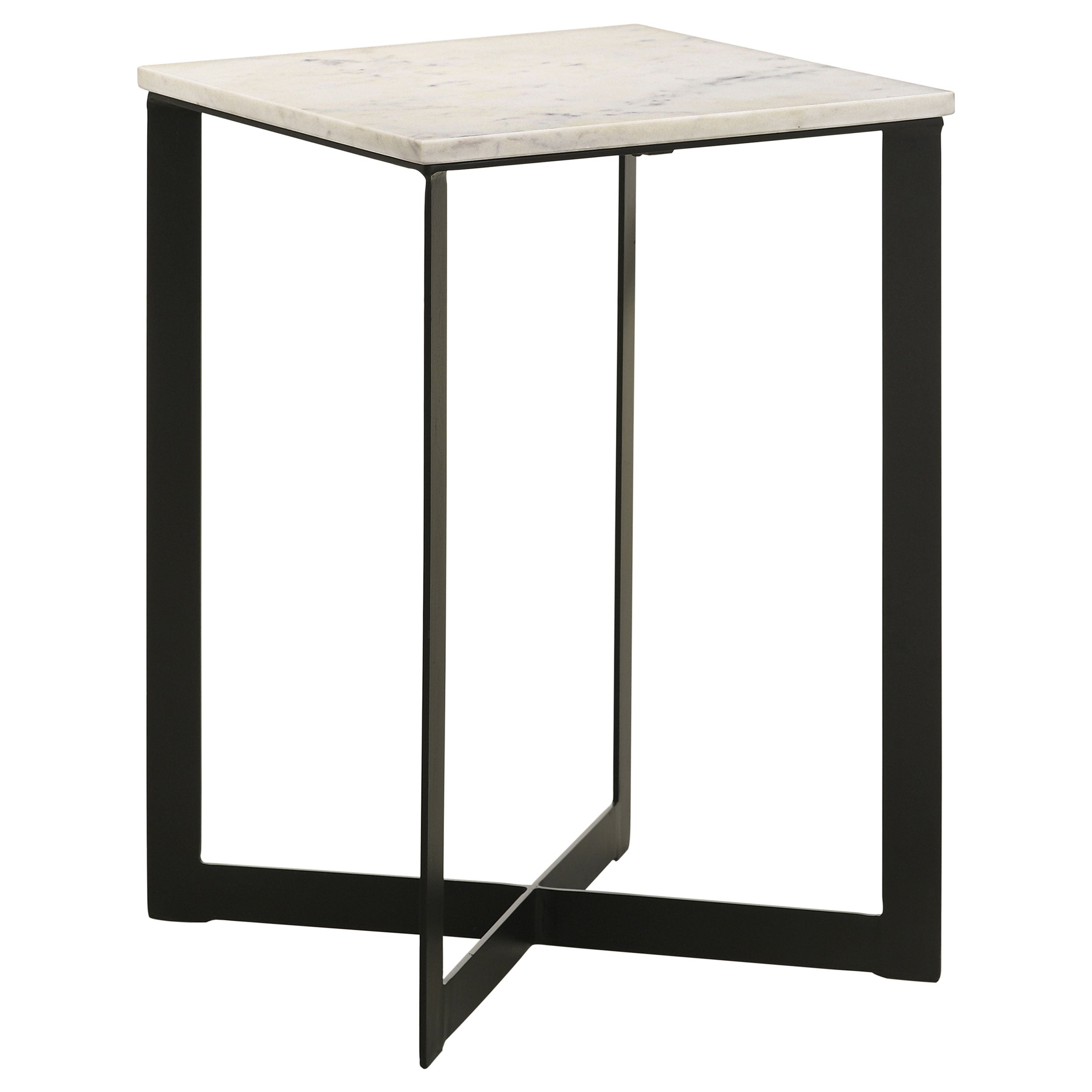 Dar Furniture - Coaster - Tobin Square Marble Top End Table White and Black - 707697