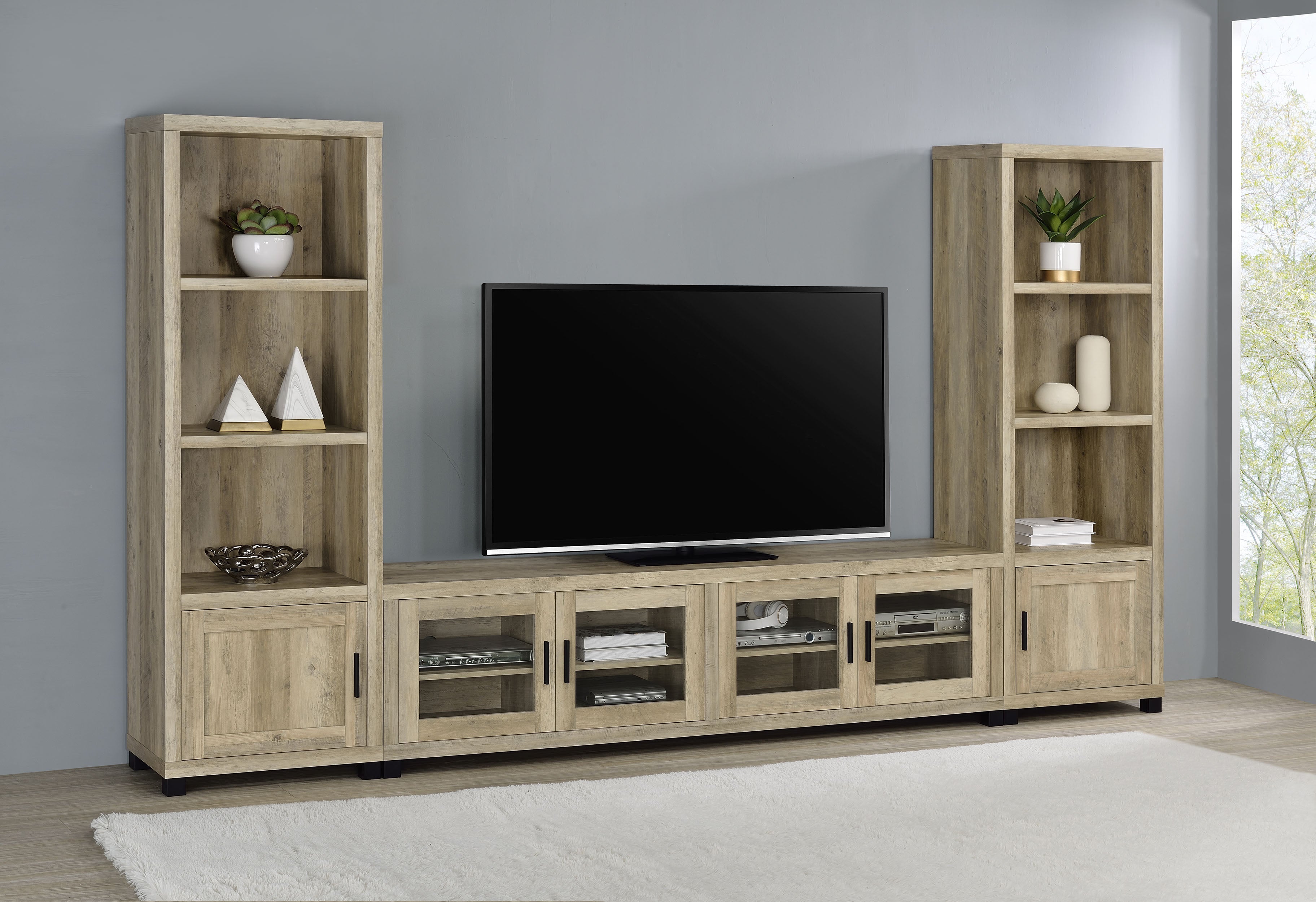 Sachin 3-shelf Engineered Wood Media Tower Distressed Pine