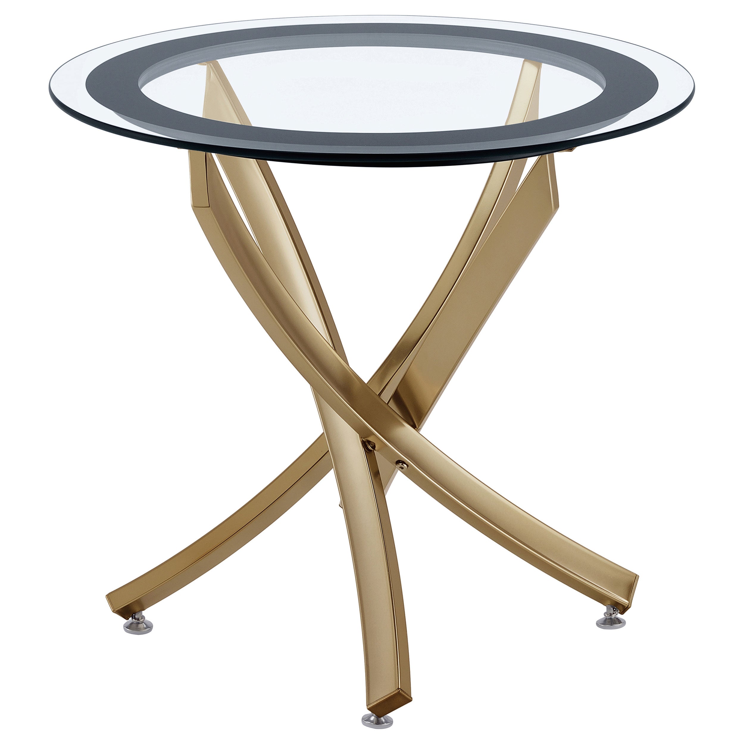 Dar Furniture - Coaster - Brooke Round Glass Top Side End Table Metal Base Brass - 707887