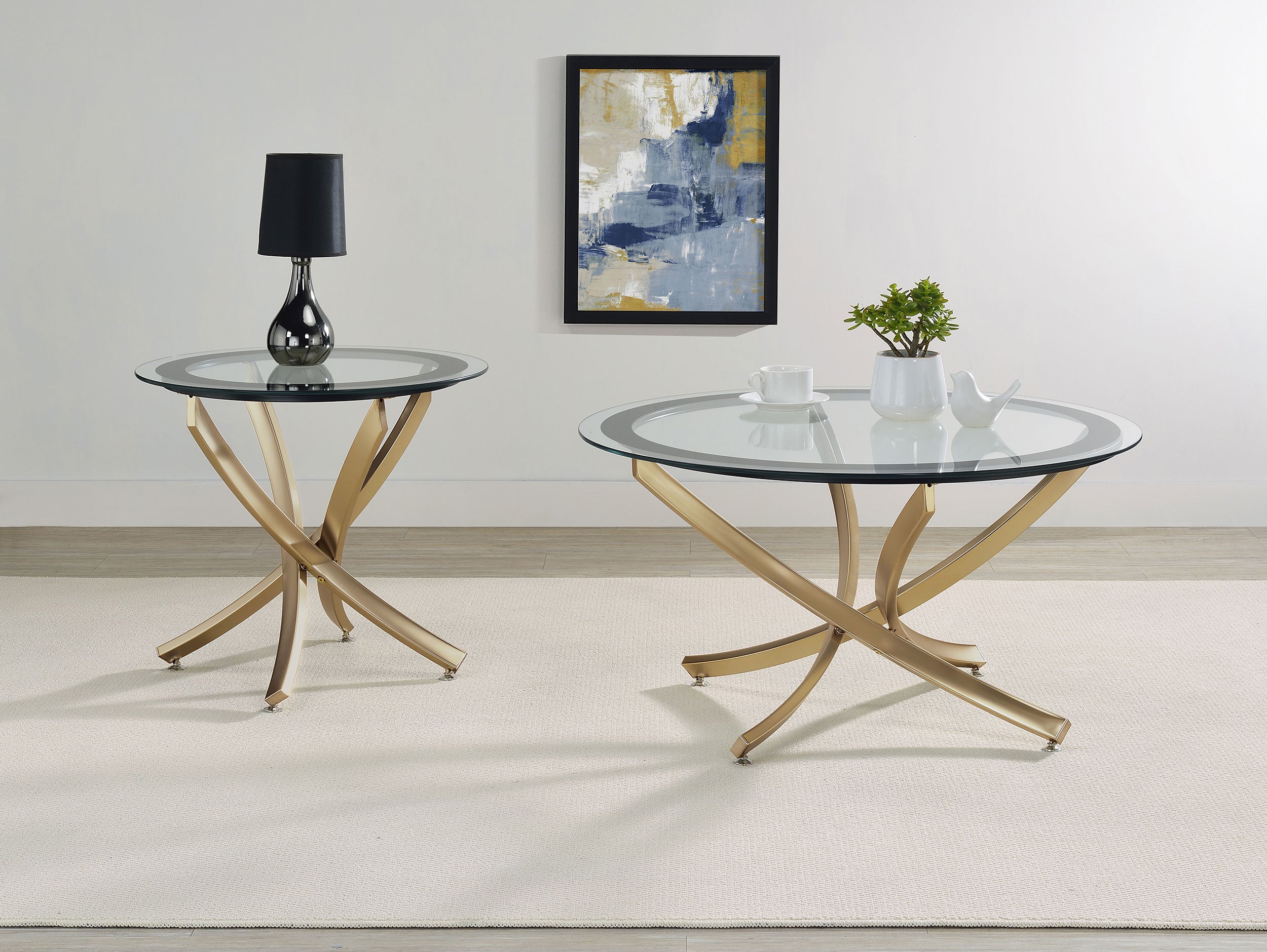 Dar Furniture - Coaster - Brooke 2-piece Round Coffee and End Table Set Rose Brass - 707888-S2