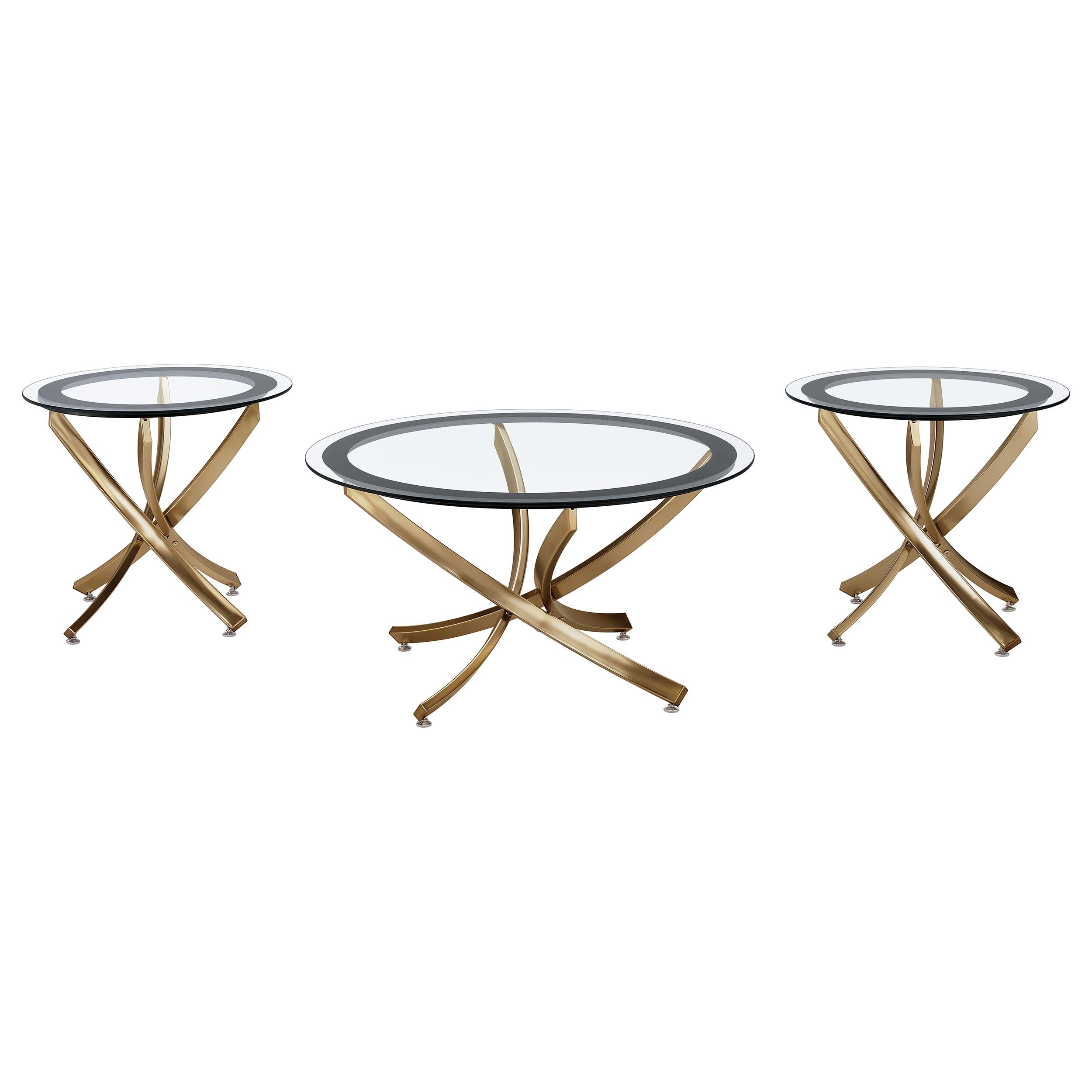 Dar Furniture - Coaster - Brooke 3-piece Round Coffee and End Table Set Rose Brass - 707888-S3