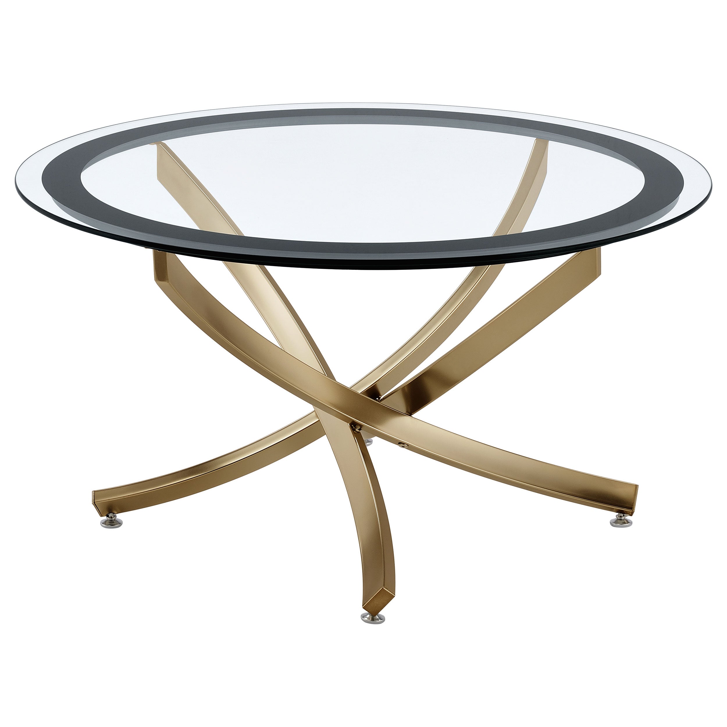 Dar Furniture - Coaster - Brooke Round Glass Top Coffee Table Metal Base Brass - 707888