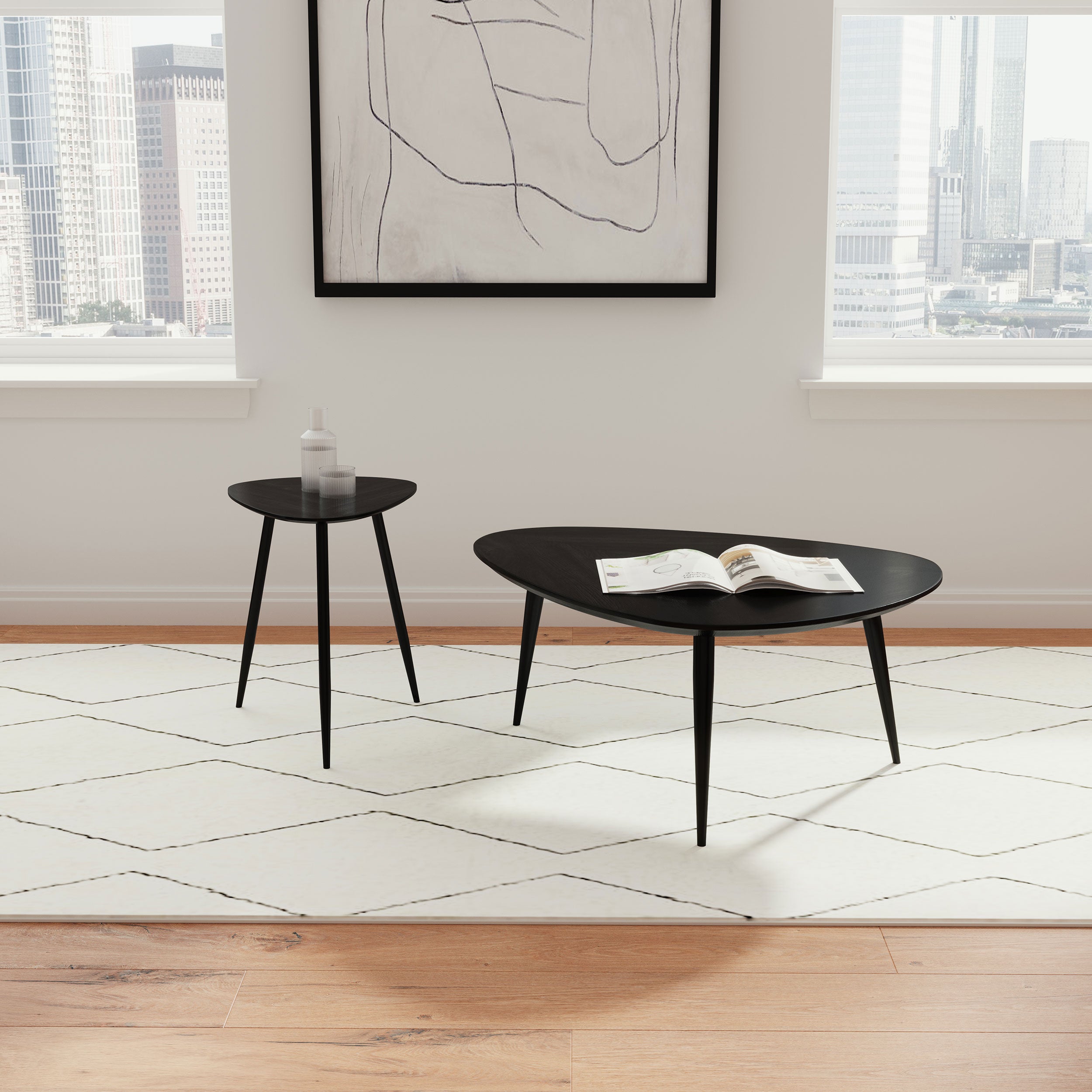 Dar Furniture - Coaster - Odessa 2-piece Triangular Coffee and End Table Set Black - 707918-S2