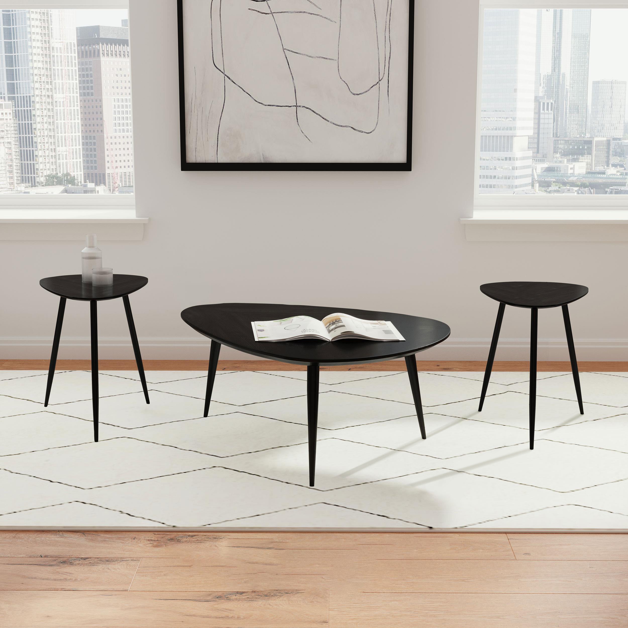Dar Furniture - Coaster - Odessa 3-piece Triangular Coffee and End Table Set Black - 707918-S3
