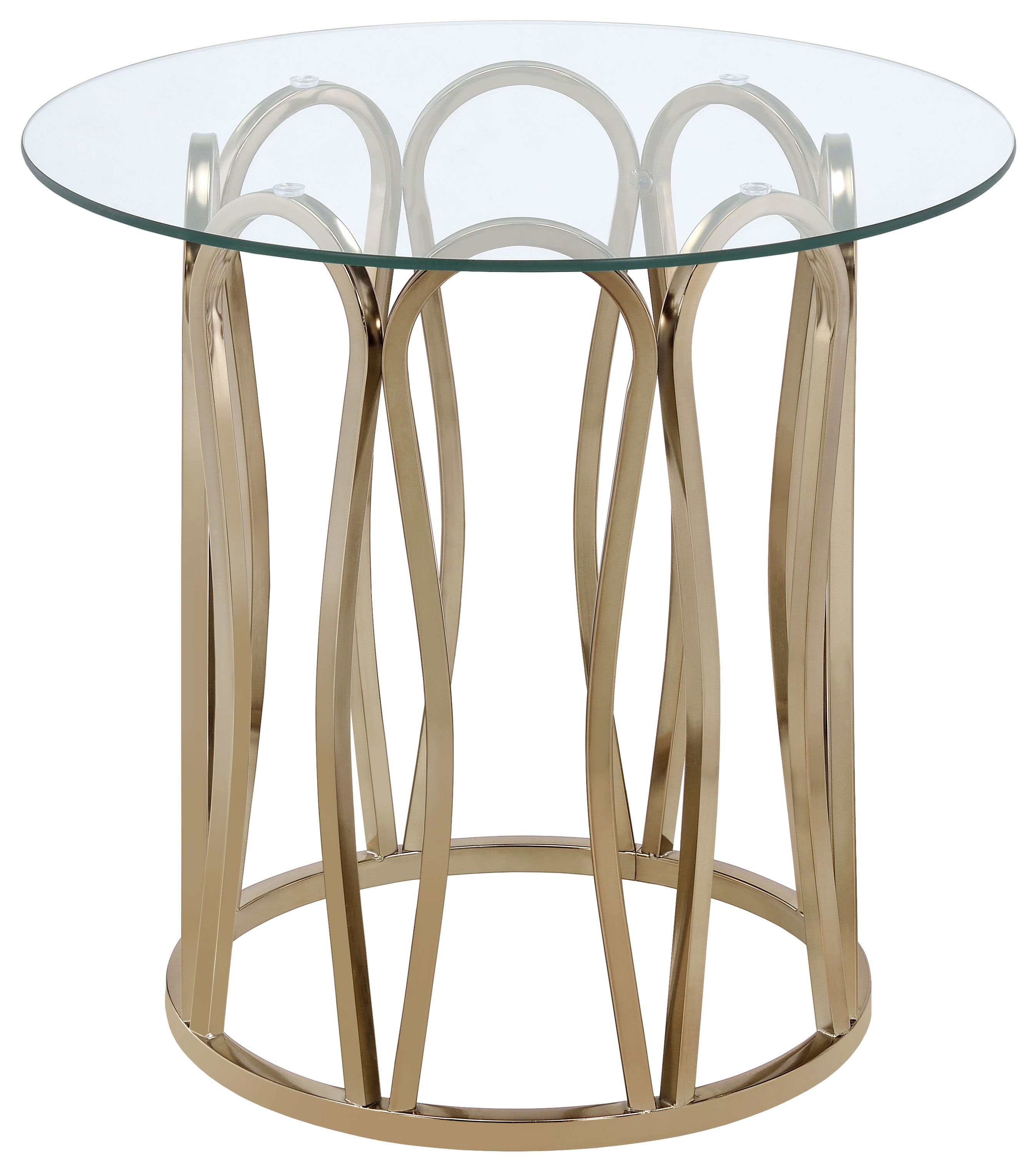 Dar Furniture - Coaster - Monett Round Glass Top Side End Table Chocolate Chrome - 708057