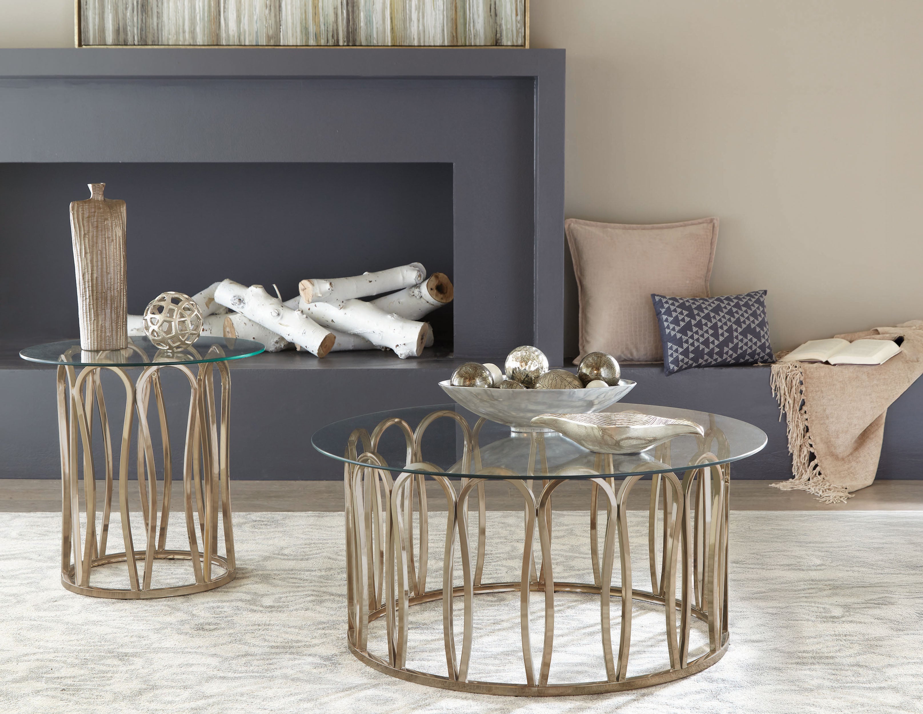 Dar Furniture - Coaster - Monett 2-piece Coffee and End Table Set Chocolate Chrome - 708058-S2