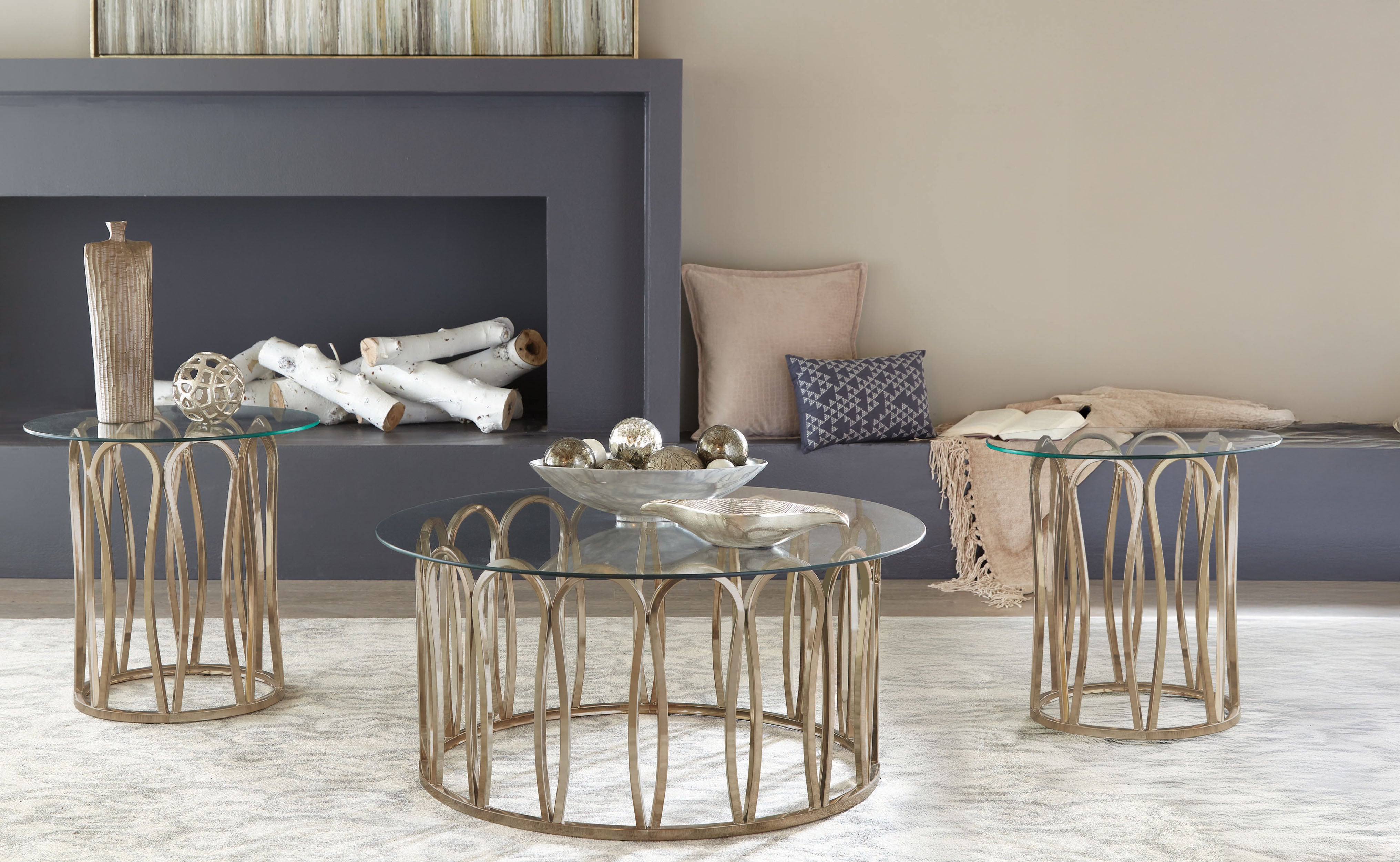 Dar Furniture - Coaster - Monett 3-piece Coffee and End Table Set Chocolate Chrome - 708058-S3