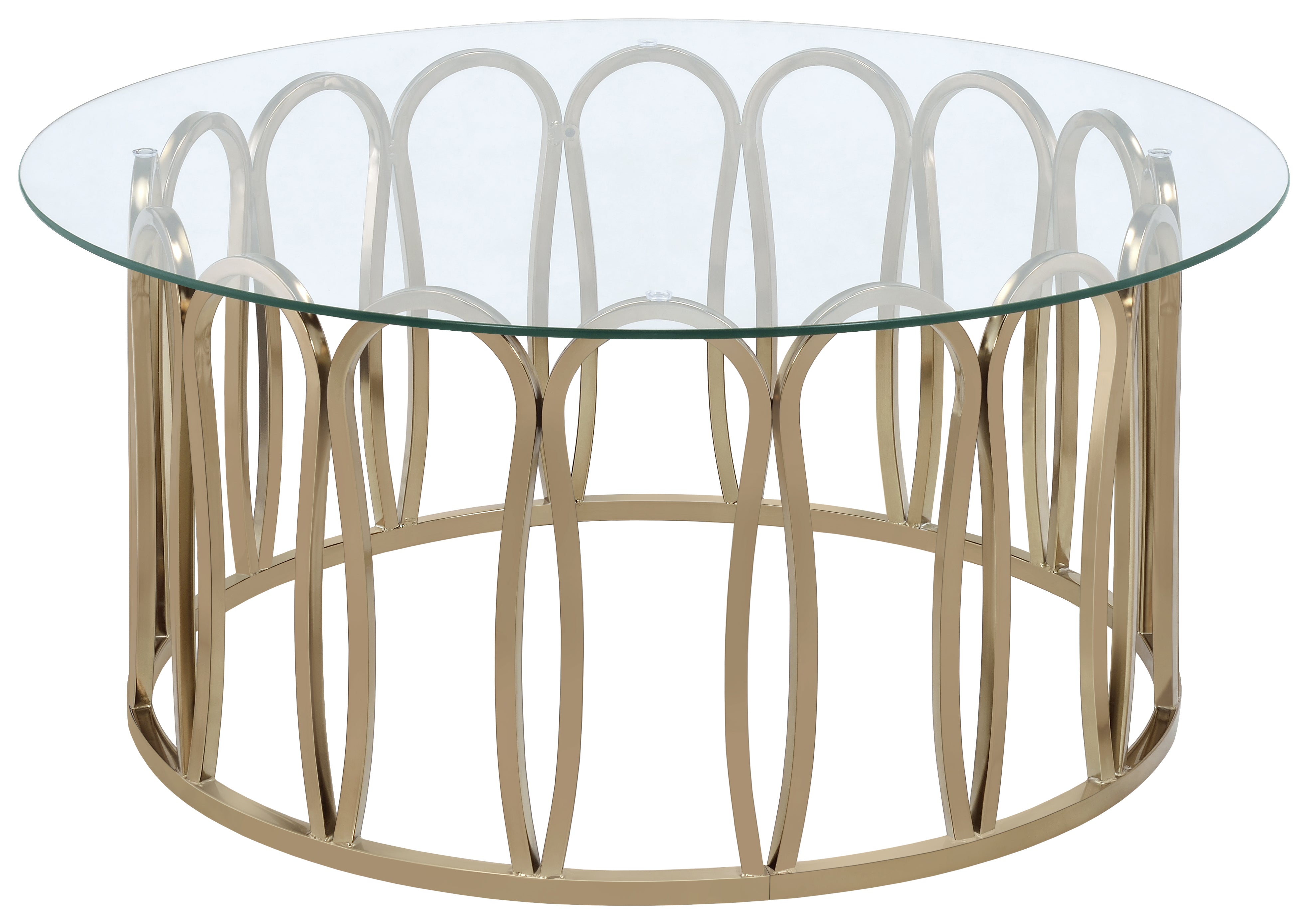 Dar Furniture - Coaster - Monett Round Glass Top Coffee Table Chocolate Chrome - 708058