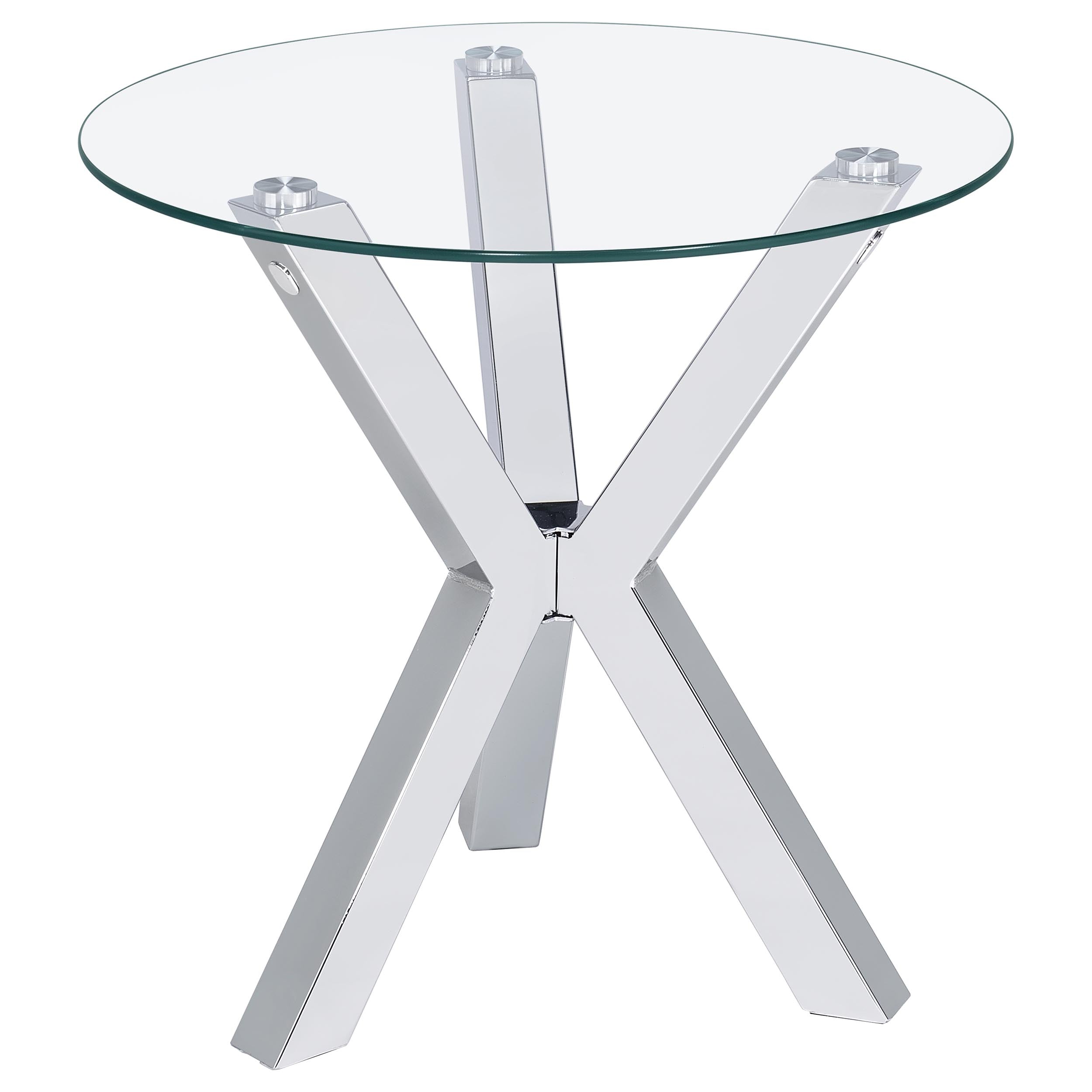 Dar Furniture - Coaster - Kenzie Round Tempered Glass Top End Side Table Chrome - 708127