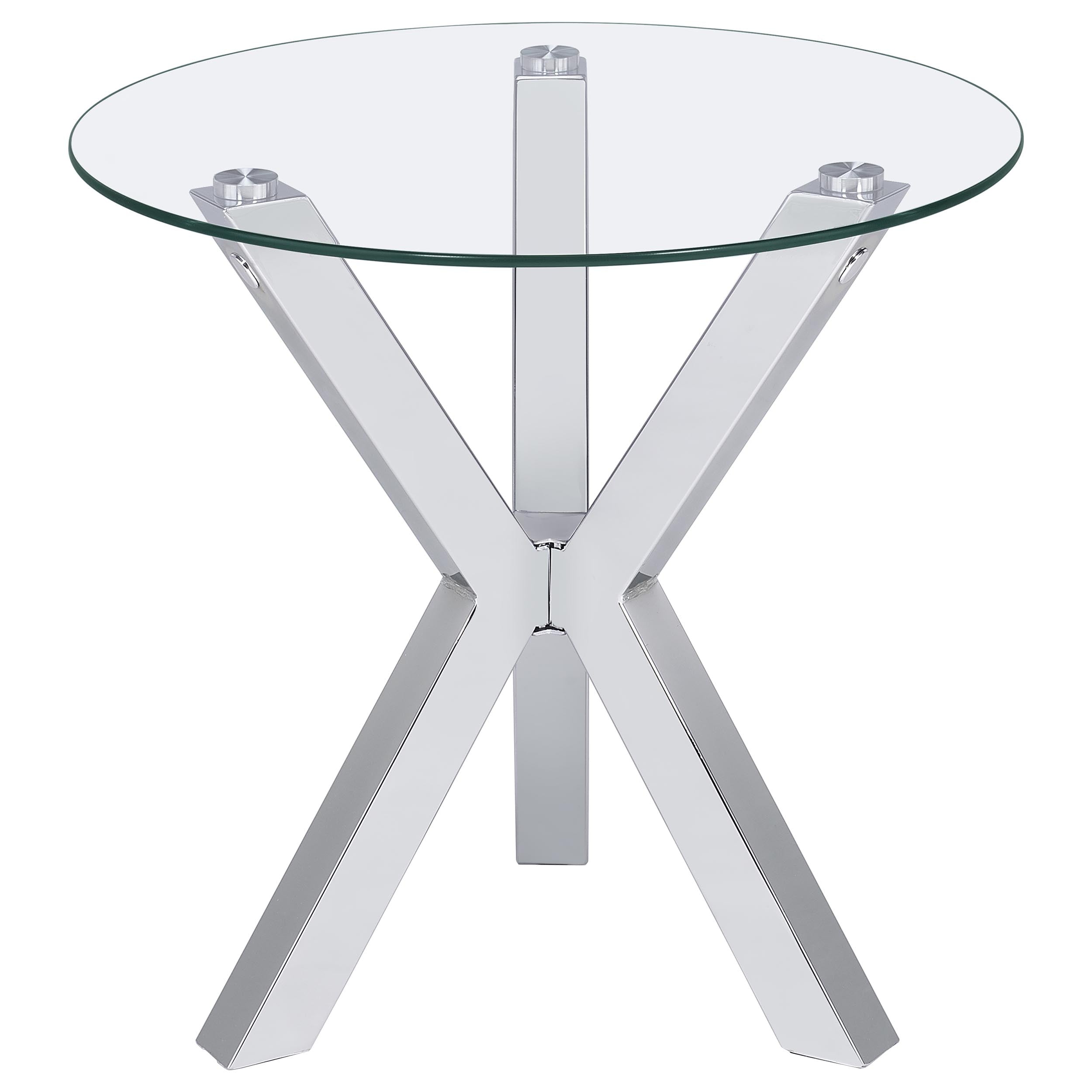 Kenzie 2-piece Round Coffee and End Table Set Chrome
