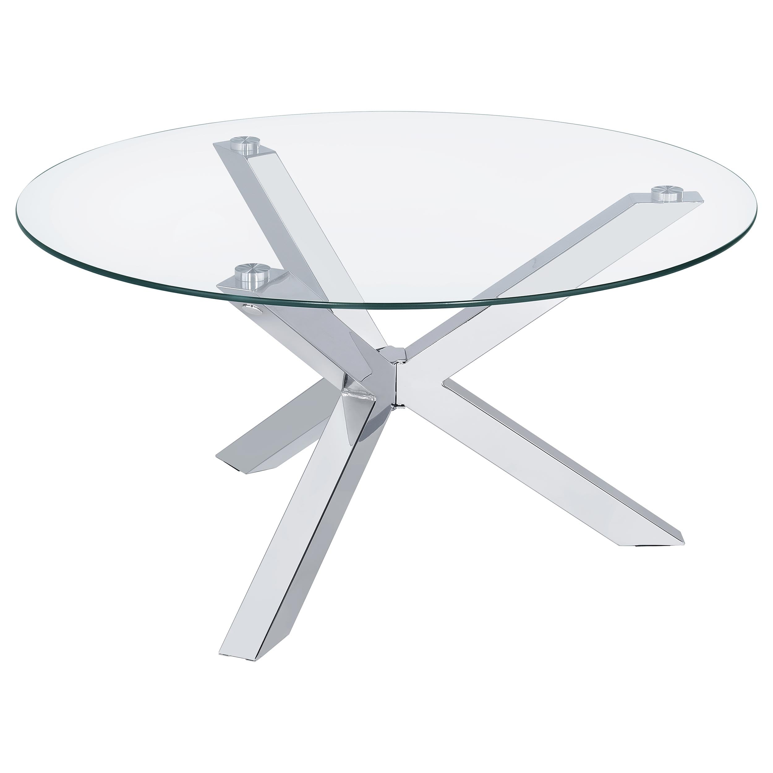 Dar Furniture - Coaster - Kenzie Round Tempered Glass Top Cocktail Coffee Table Chrome - 708128