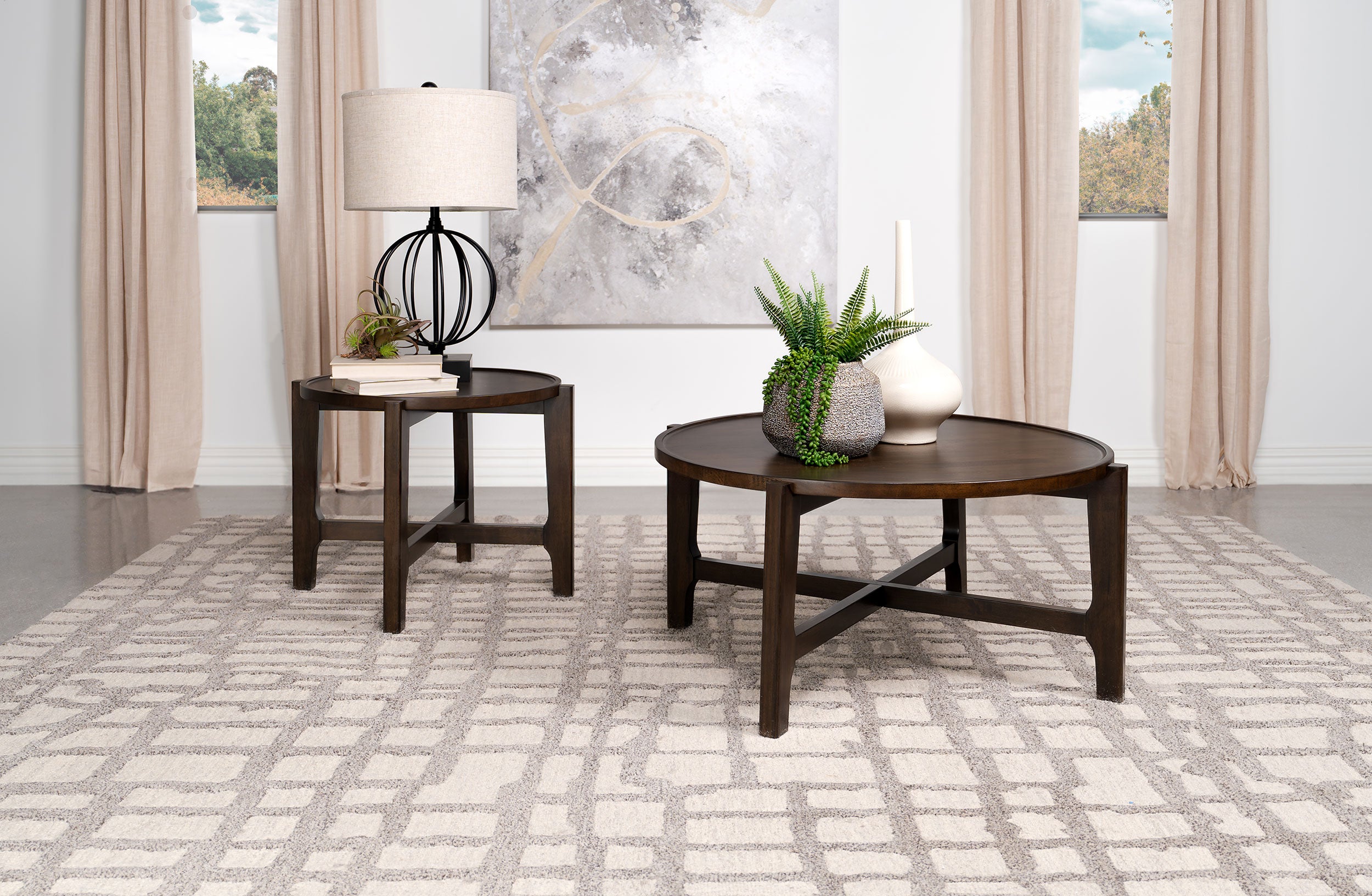 Dar Furniture - Coaster - Cota 2-piece Solid Wood Coffee and End Table Set Dark Brown - 708288-S2