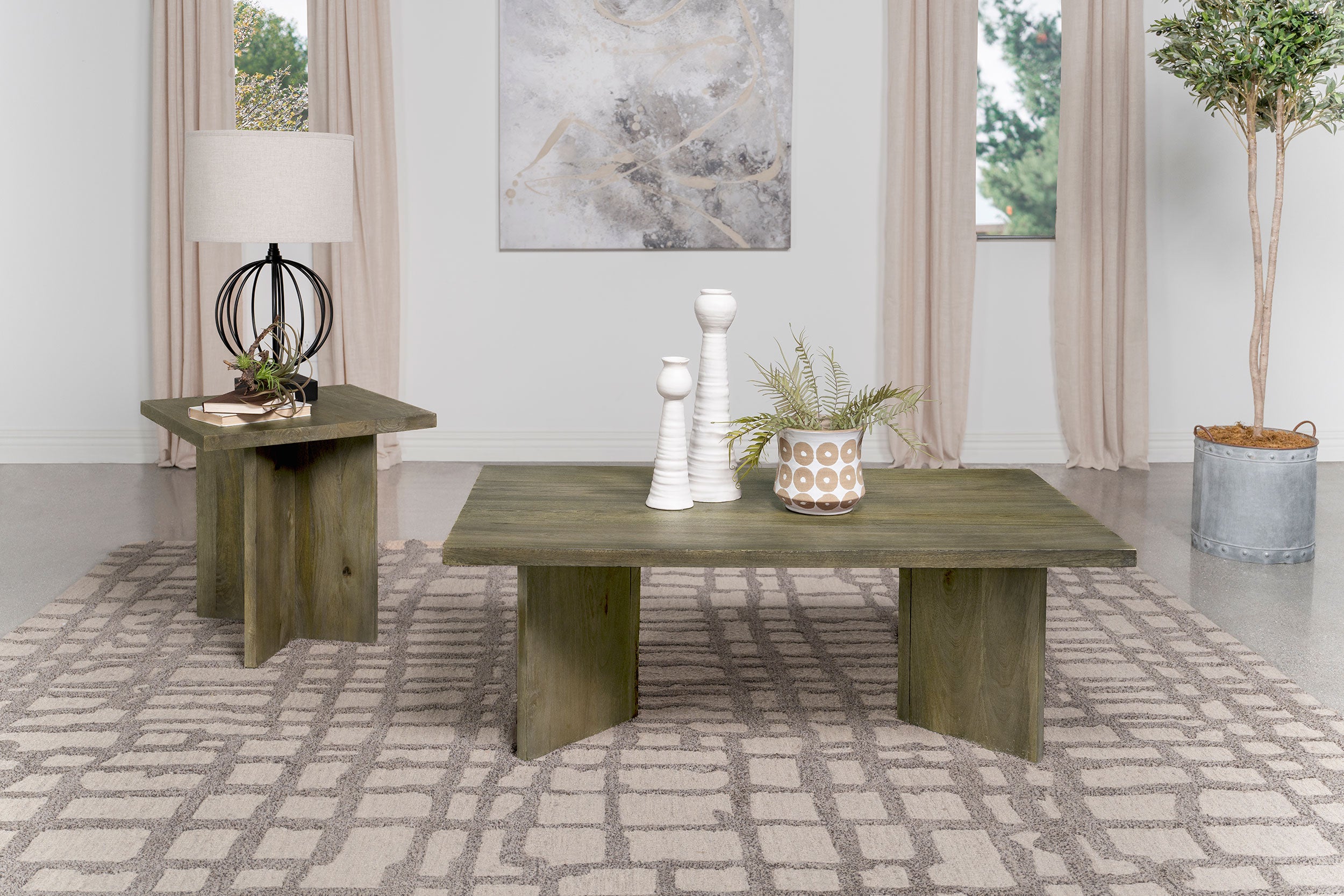 Dar Furniture - Coaster - Andando 2-piece Coffee and End Table Set Mango Brown - 708498-S2