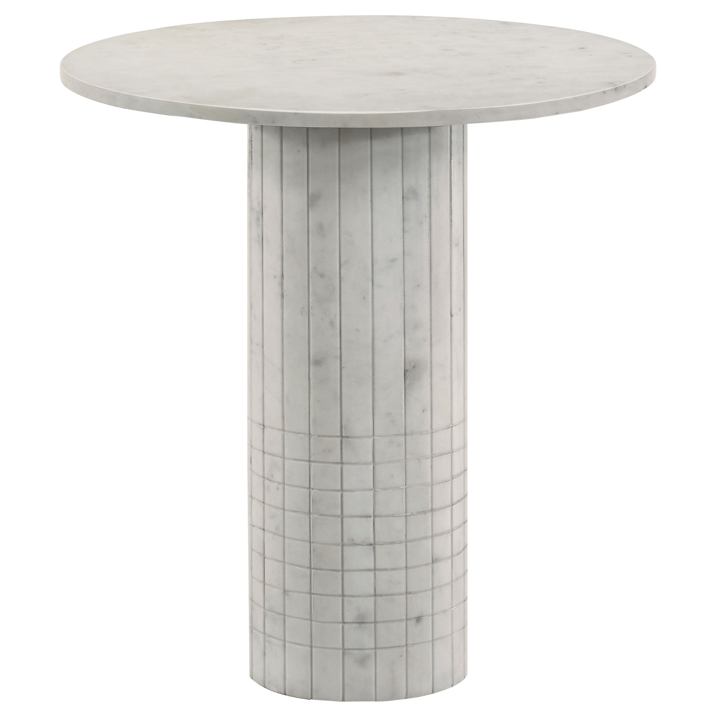 Dar Furniture - Coaster - Astoria Round Genuine Marble Side End Table White - 709667