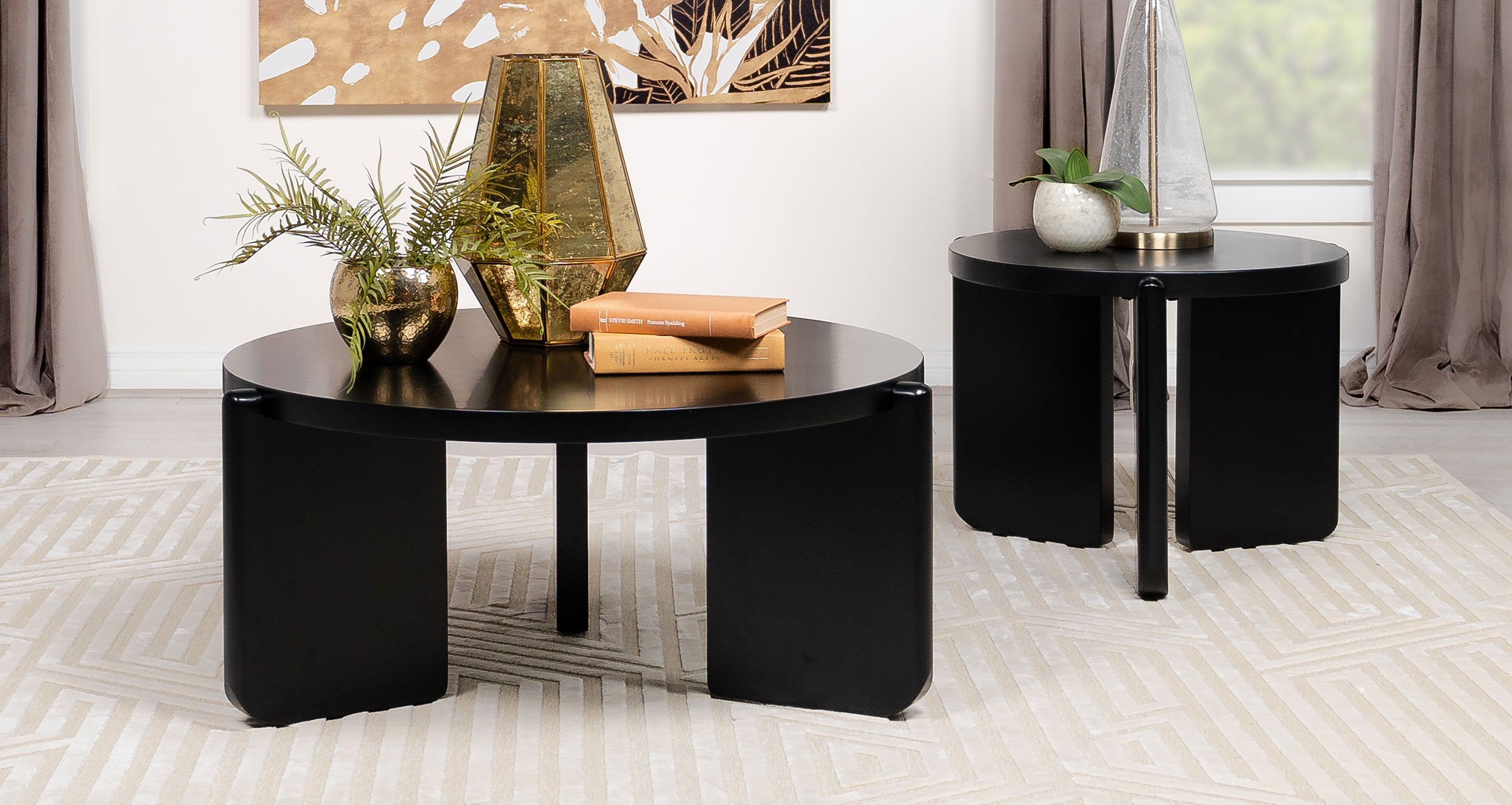 Dar Furniture - Coaster - Cordova 2-piece Solid Wood Coffee and End Table Set Black - 709678-S2