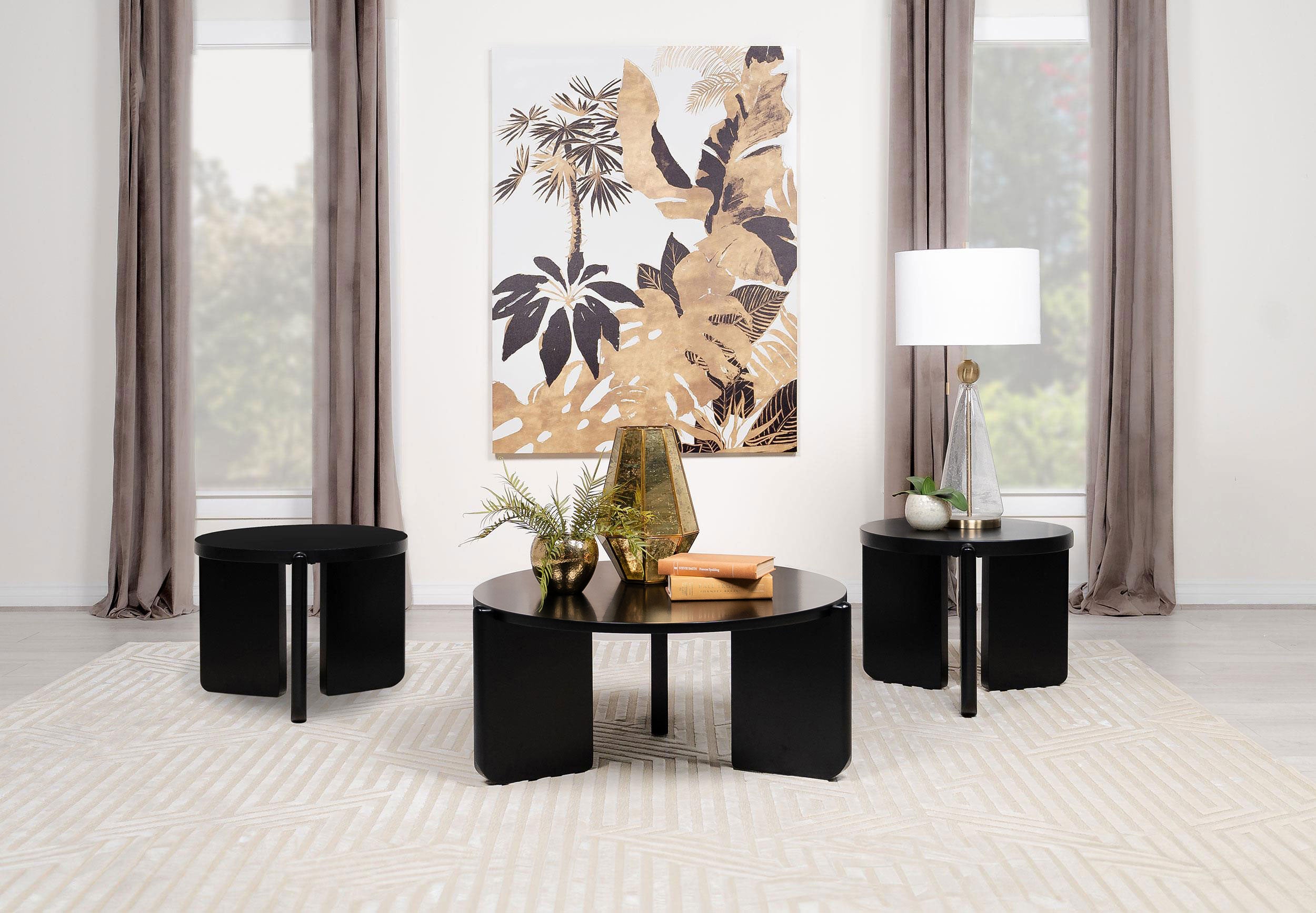 Dar Furniture - Coaster - Cordova 3-piece Solid Wood Coffee and End Table Set Black - 709678-S3