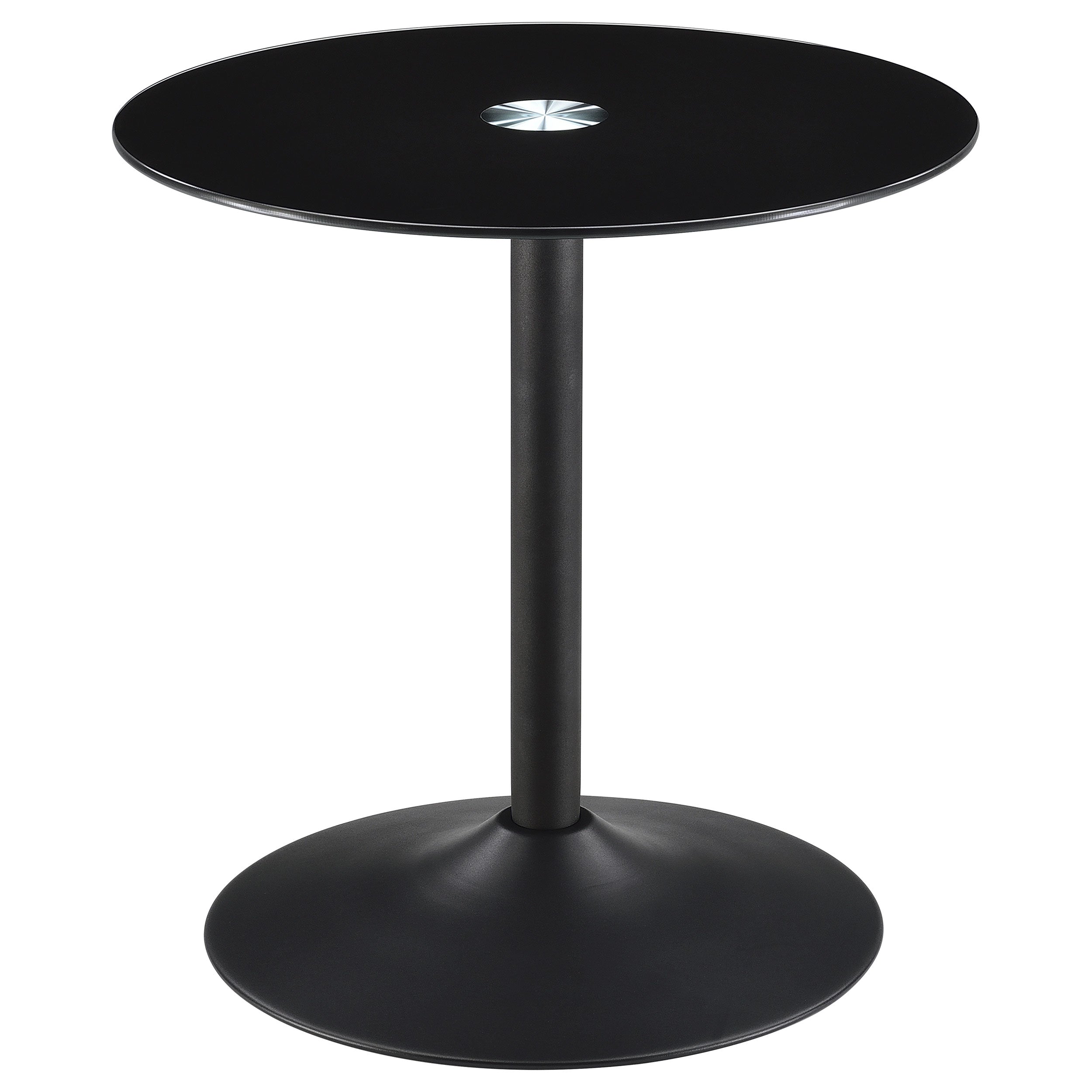 Dar Furniture - Coaster - Ganso Round Metal End Table With Tempered Glass Top Black - 709687
