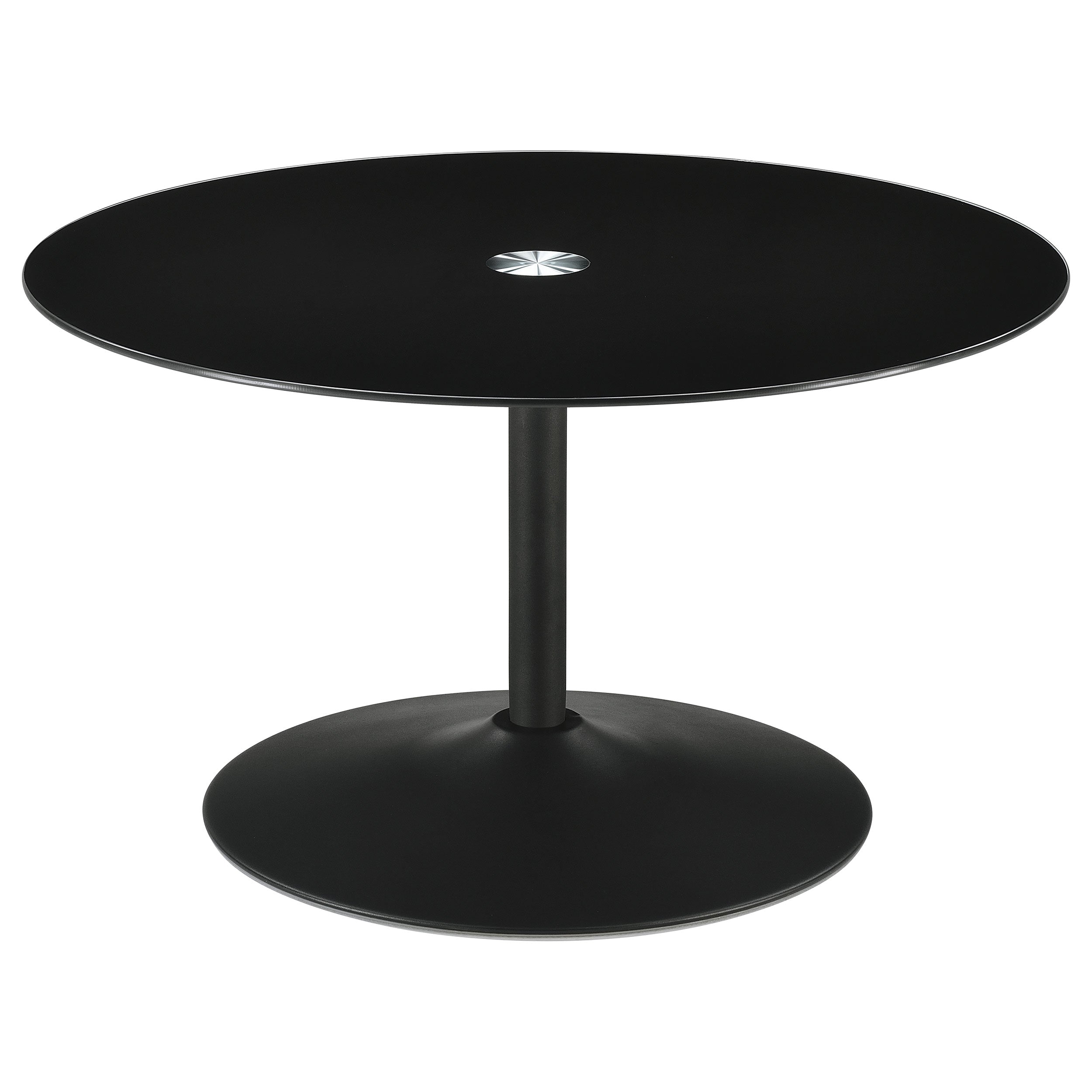 Dar Furniture - Coaster - Ganso Round Metal Coffee Table With Tempered Glass Top Black - 709688