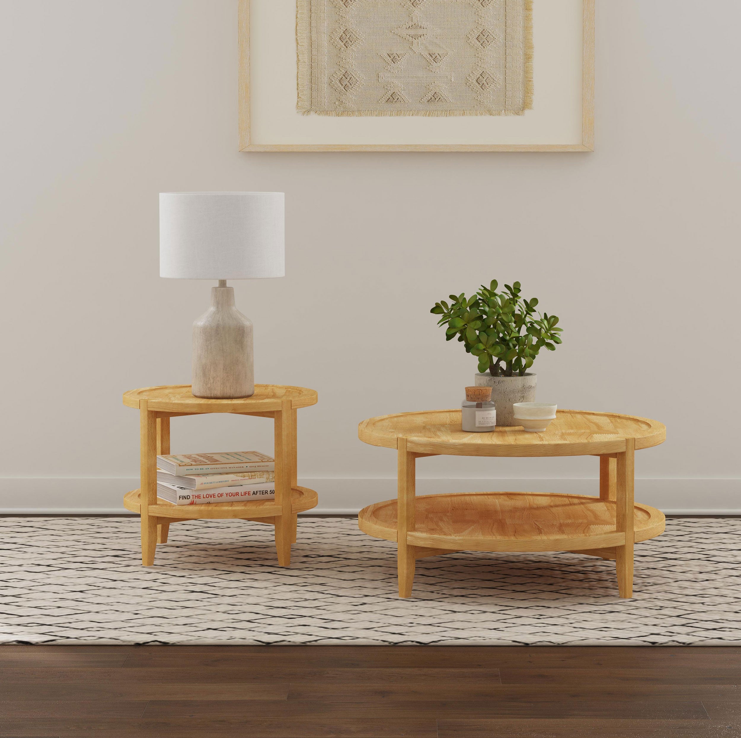 Dar Furniture - Coaster - Camillo 2-piece Round Coffee and End Table Set Maple  - 709698-S2
