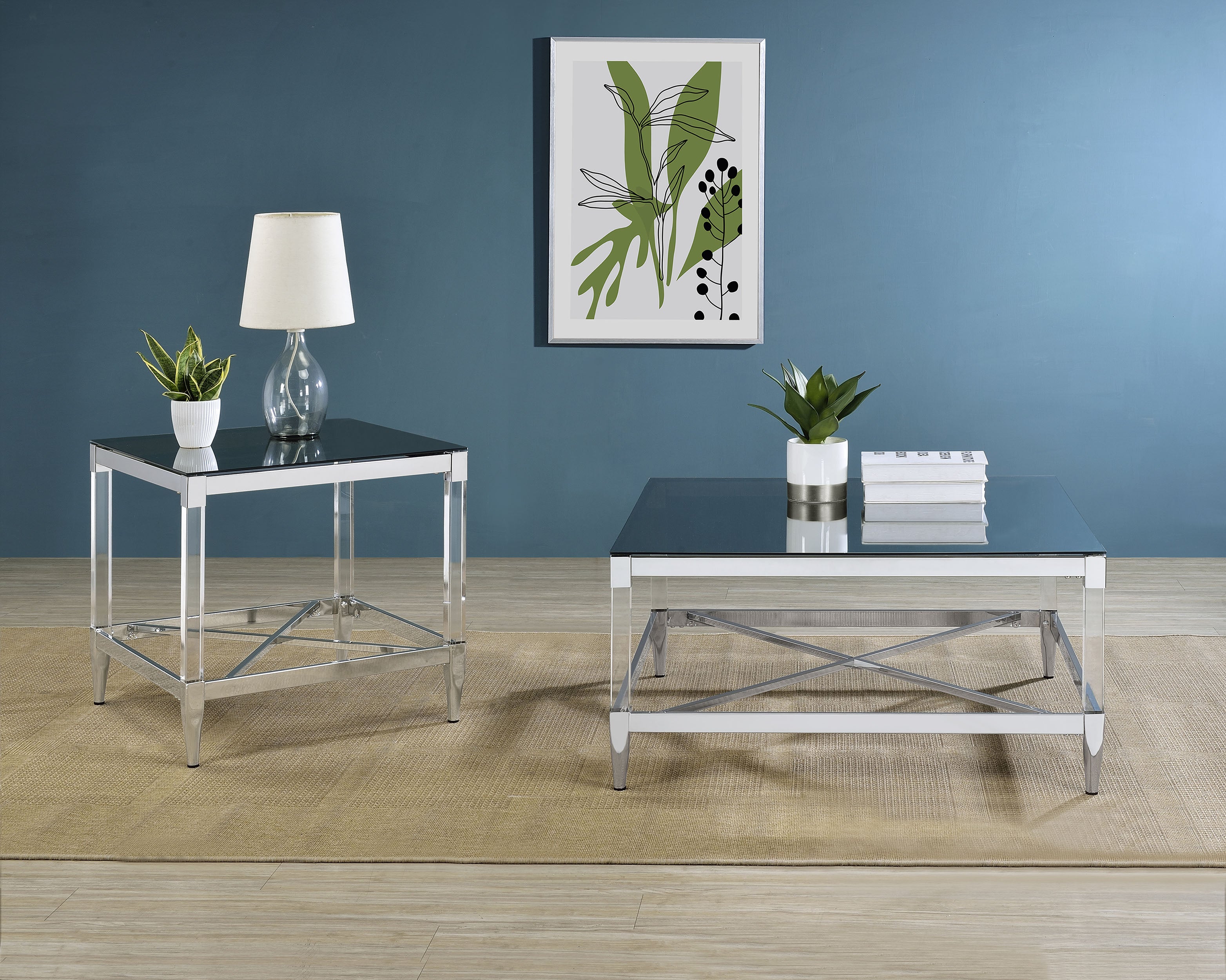 Dar Furniture - Coaster - Lindley 2-piece Square Coffee and End Table Set Chrome - 709728-S2