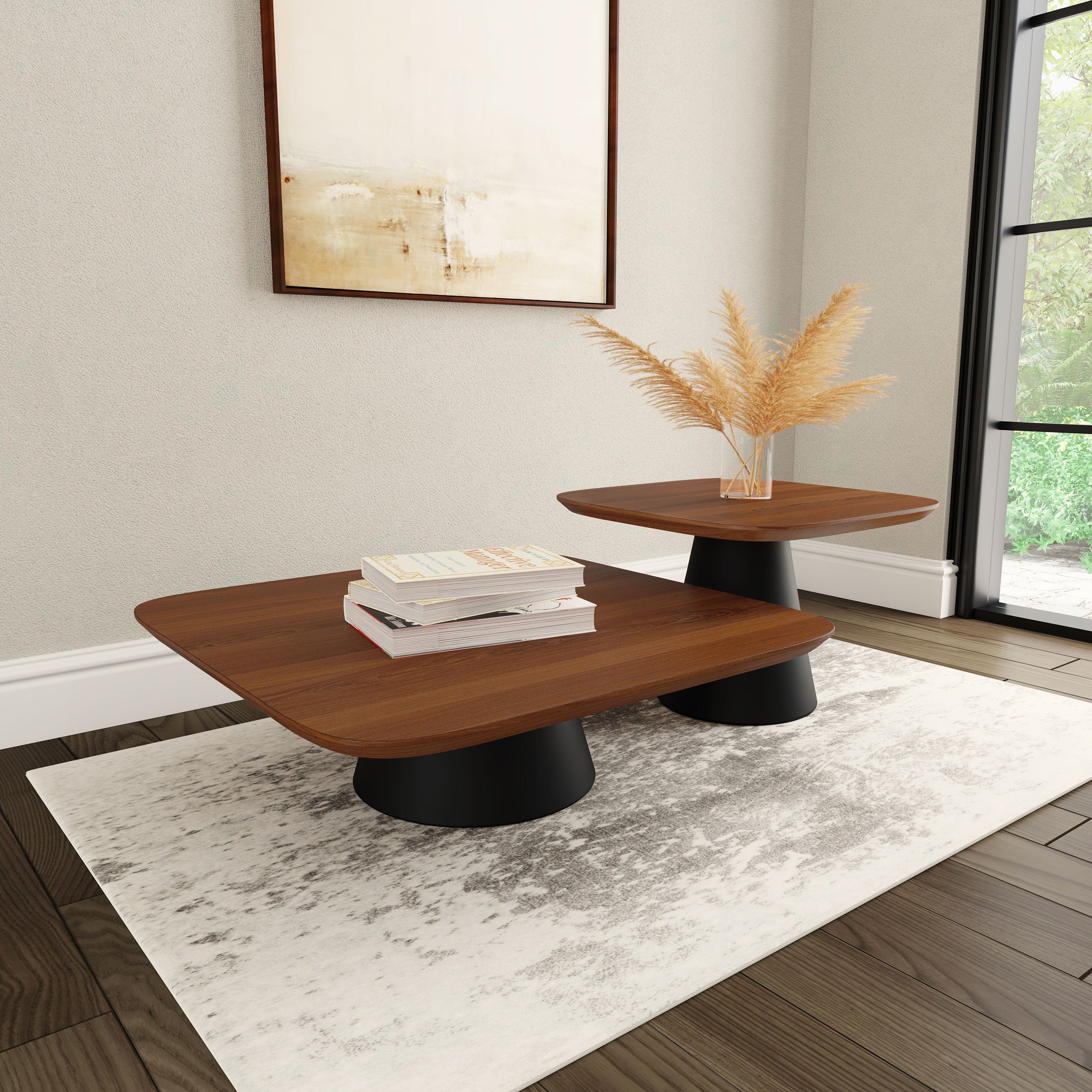 Dar Furniture - Coaster - Eason 2-piece Coffee Table Set Walnut and Black - 710010