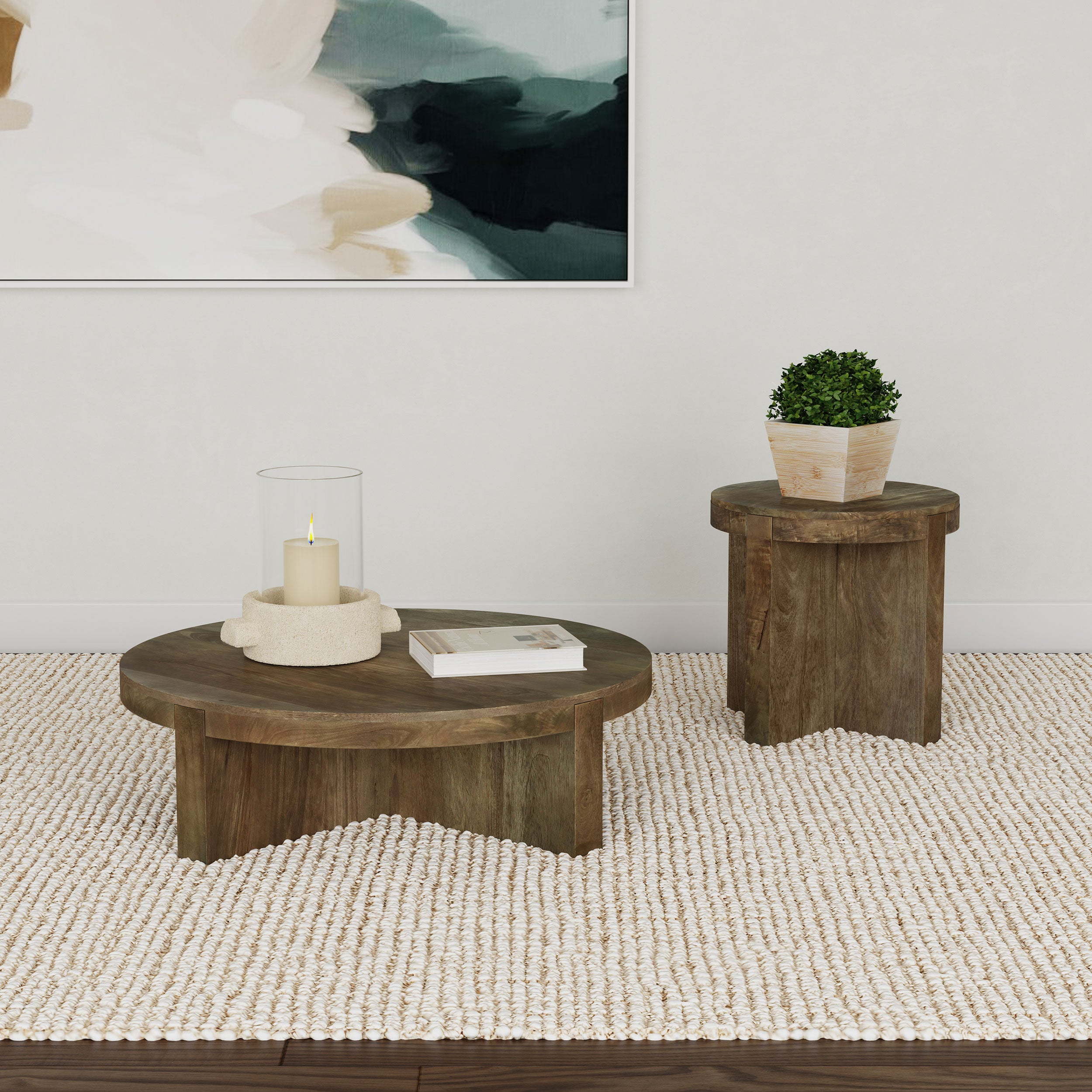 Dar Furniture - Coaster - Kinkaid 2-piece Solid Wood Coffee and End Table Set Brown - 710138-S2