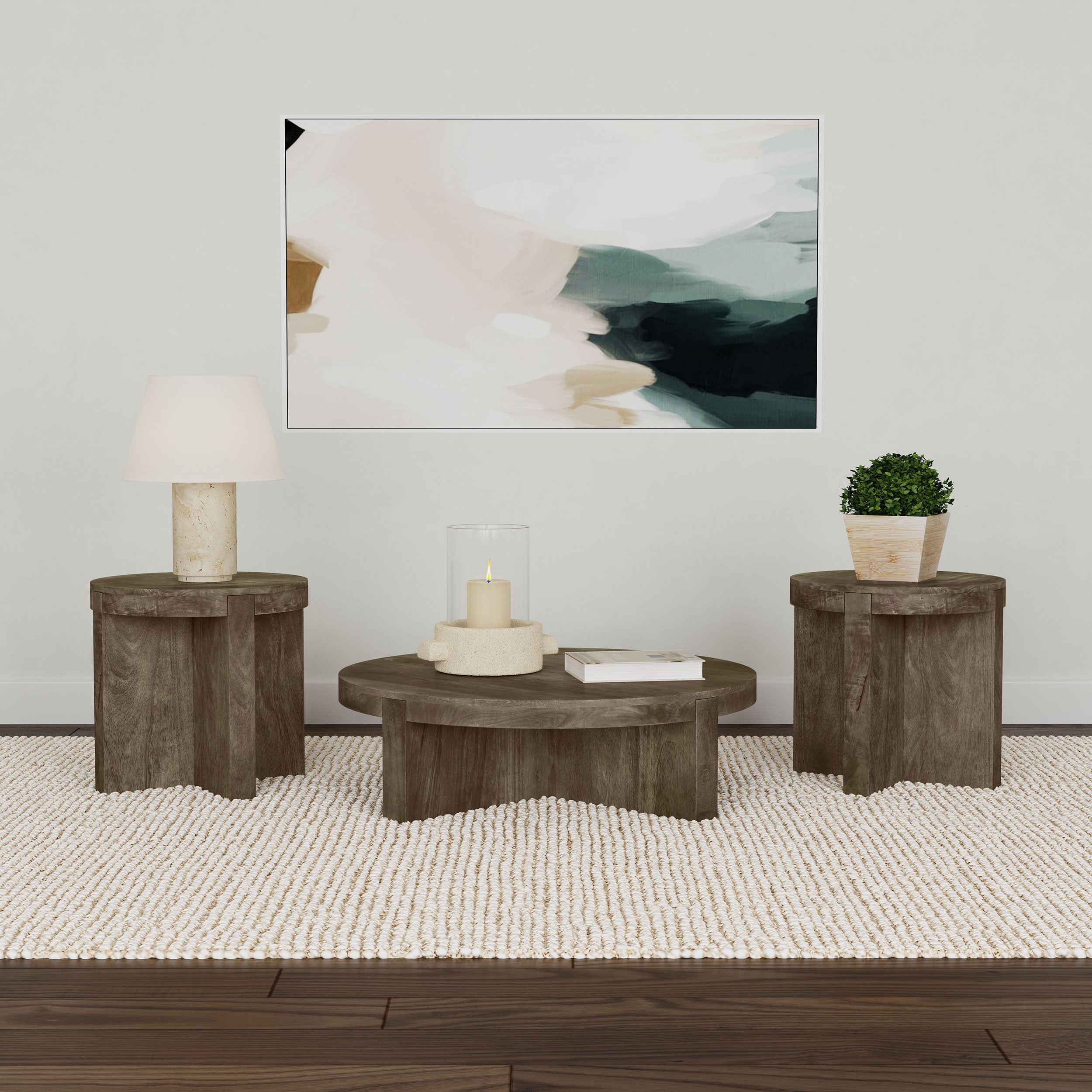 Dar Furniture - Coaster - Kinkaid 3-piece Solid Wood Coffee and End Table Set Brown - 710138-S3