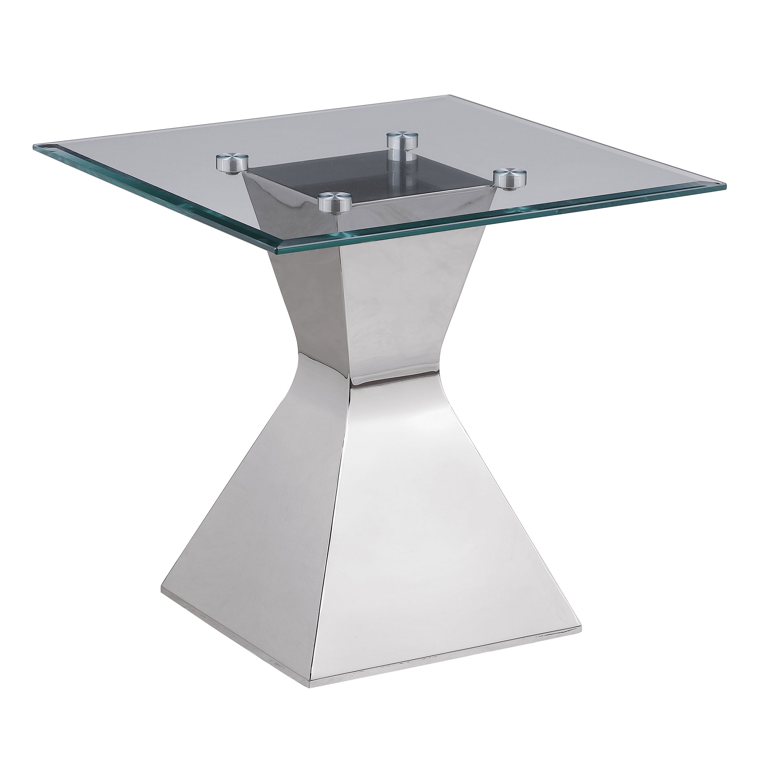 Dar Furniture - Coaster - Jenny Glass Top Stainless Steel Side End Table Chrome - 710207