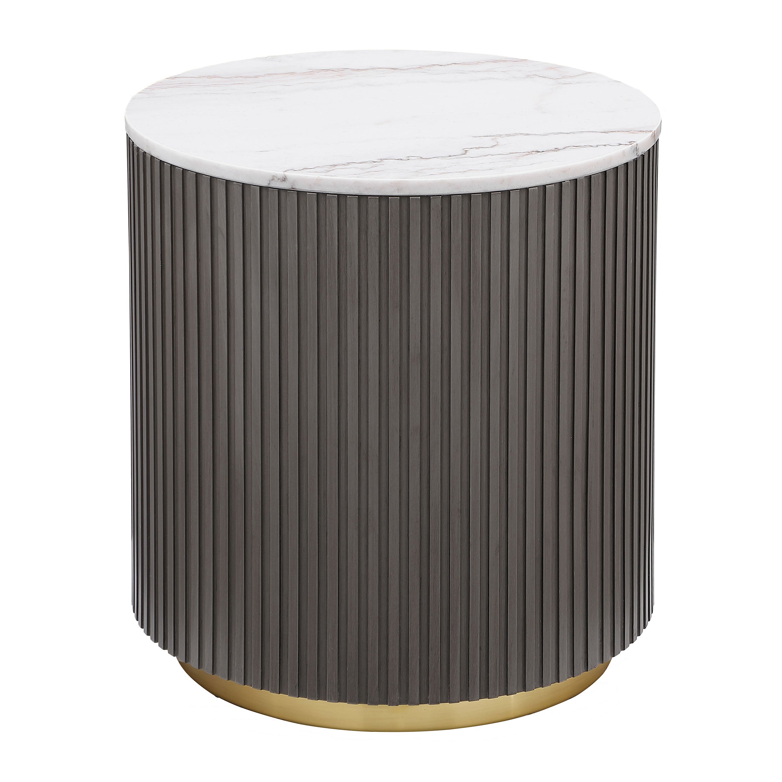 Dar Furniture - Coaster - Jason Round White Marble Top Side End Table Charcoal - 710417
