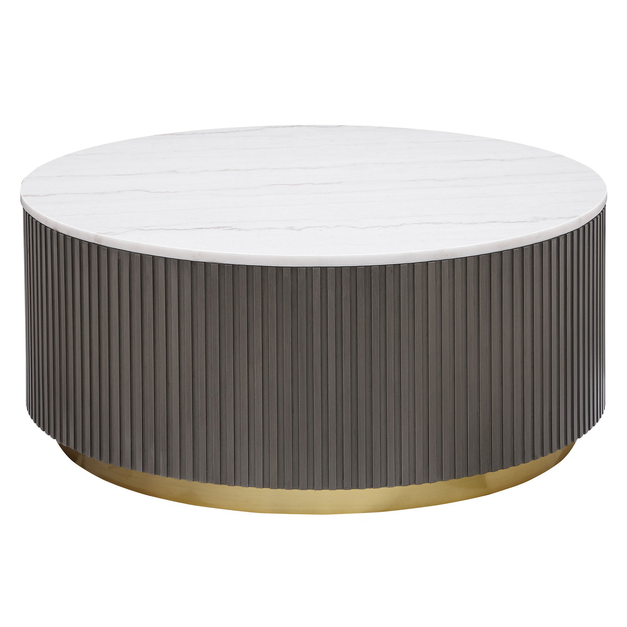 Dar Furniture - Coaster - Jason Round White Marble Top Coffee Table Charcoal - 710418