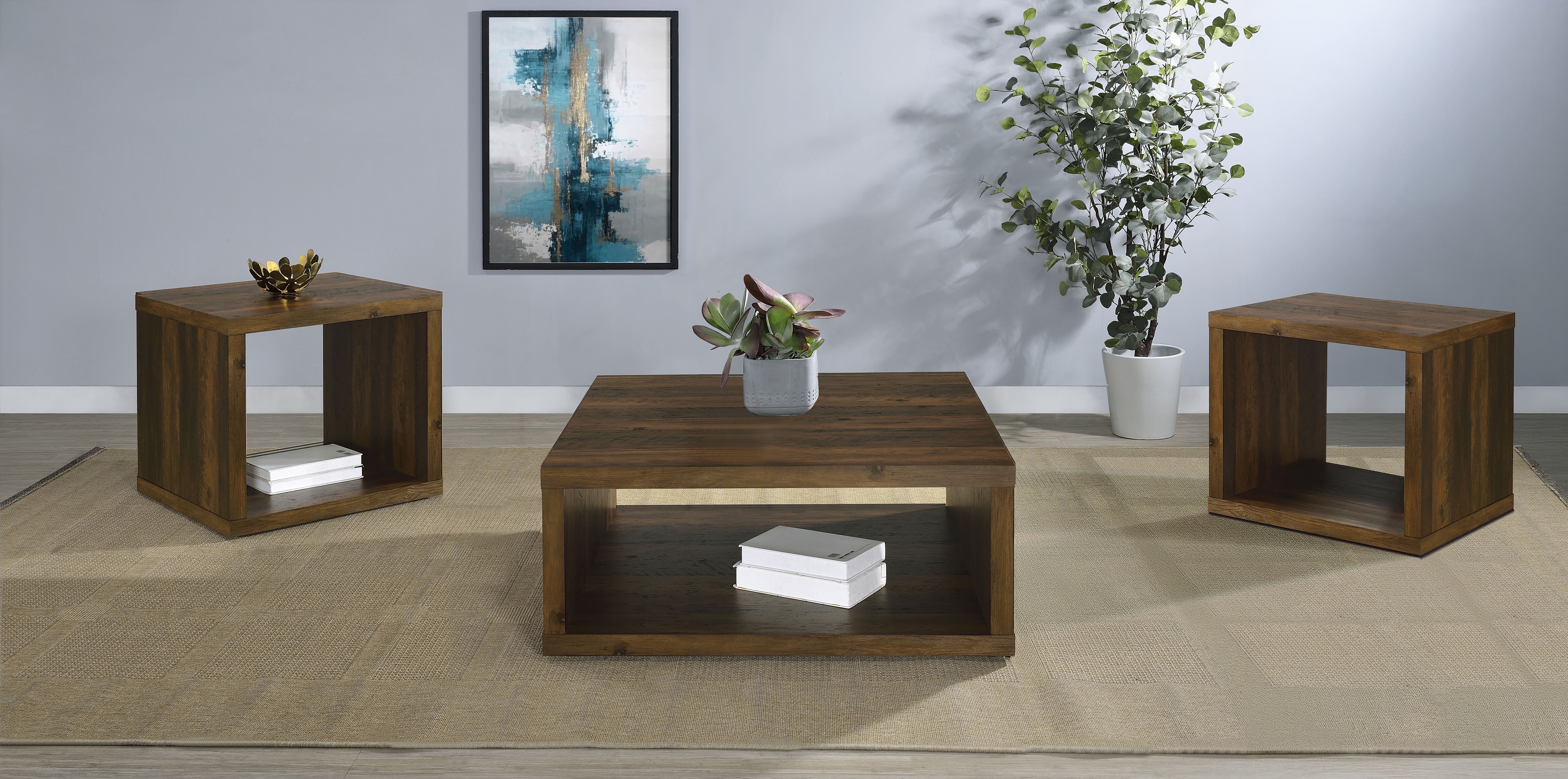 Dar Furniture - Coaster - Frisco 3-piece Coffee and End Table Set Dark Pine - 710508-S3